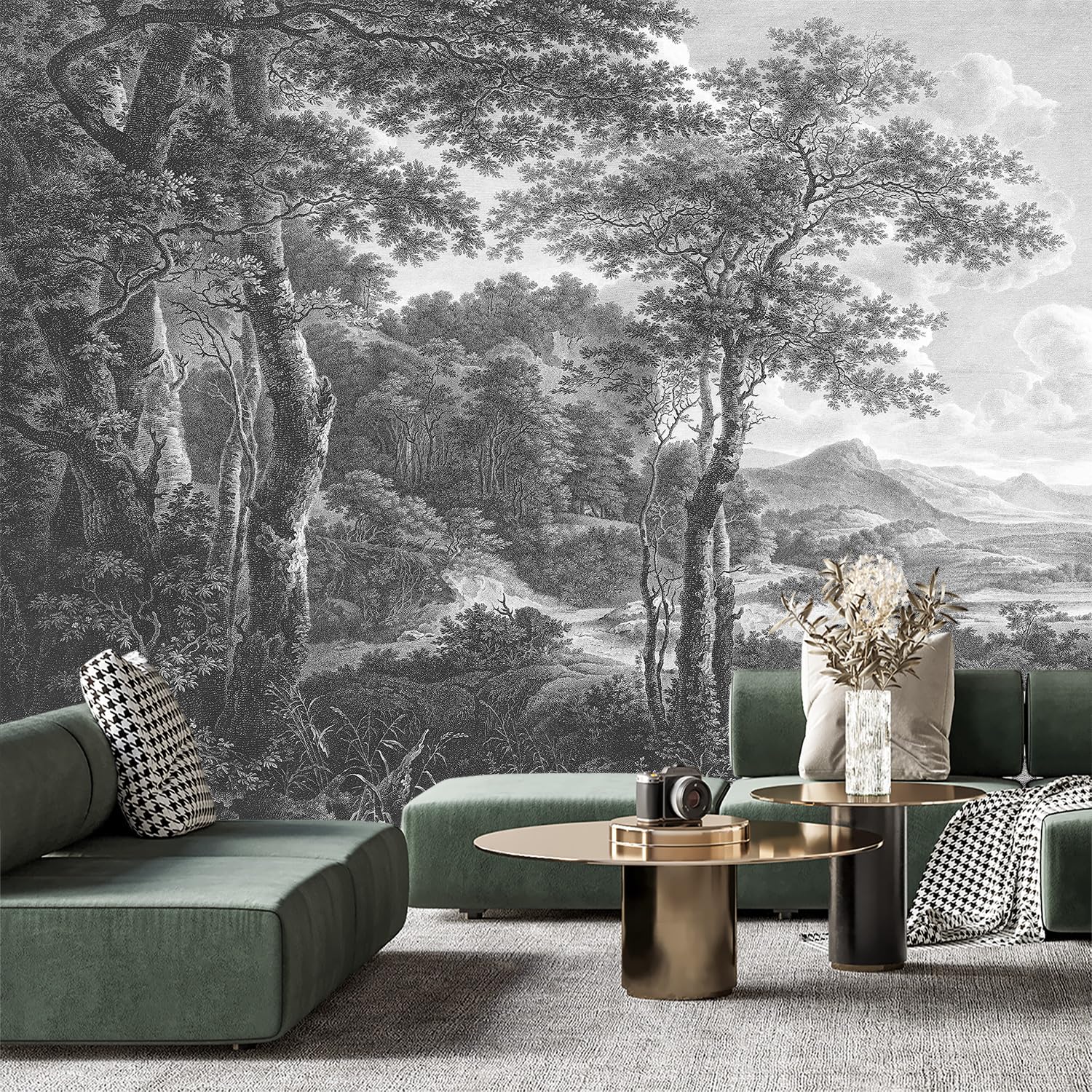 YQWDMX -Nursery Cartoon Woods Hand-Painted Animal Wallpaper Children's Room XT10 S 100" x 65"