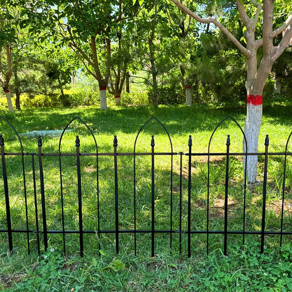 Thealyn Garden Fence 24" H x 24" W (5 Panels, Total 10 ft), Metal Fence Decorative Border Fence, Rustproof Landscape Fencing for Dog, Flower Bed, Yard, Patio, Animal Barrier