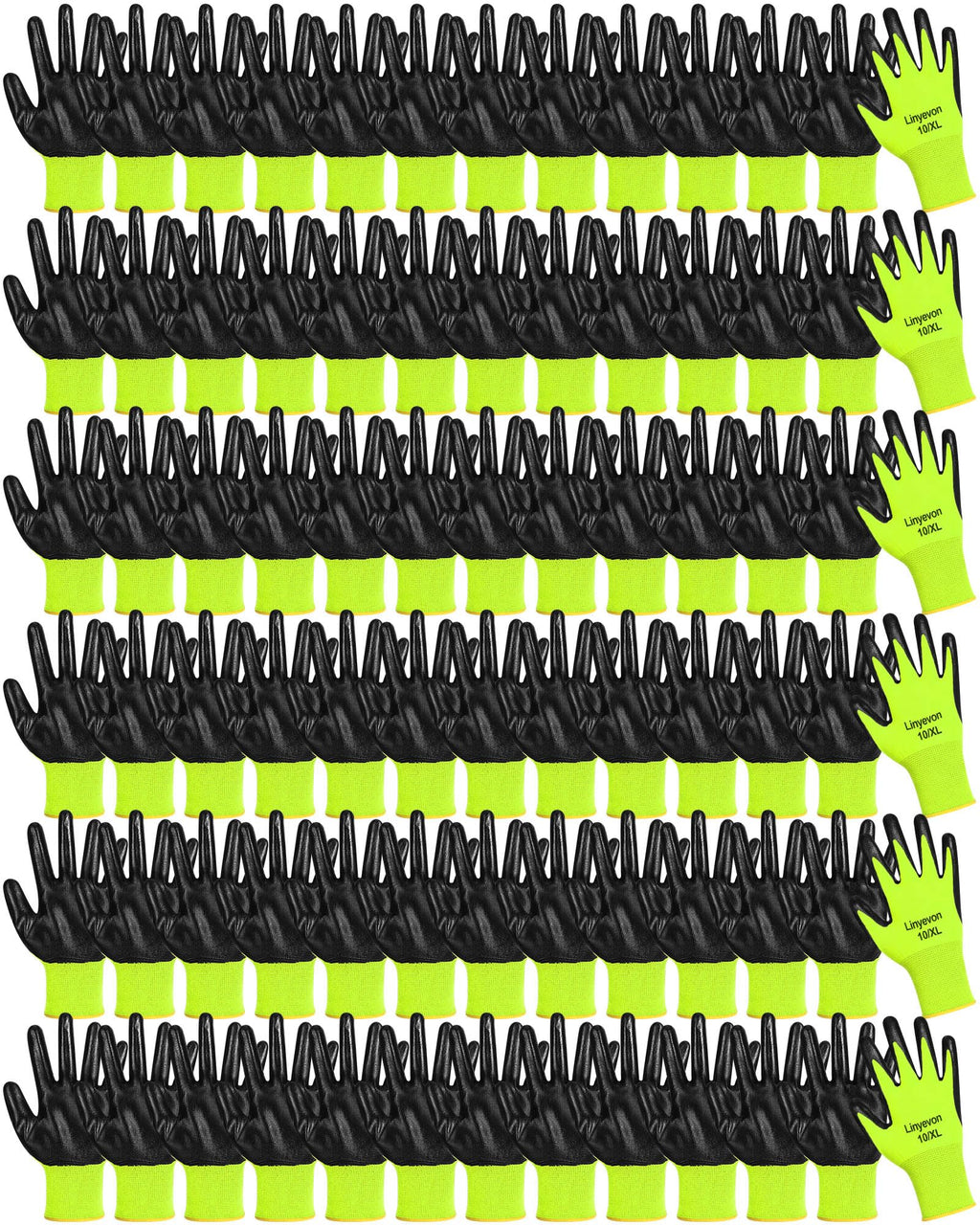Maxcheck PU Coated Gloves Bulk, Reusable Rubber Safety Gloves for Men Women Work Warehouse, Mechanic, Woodworking