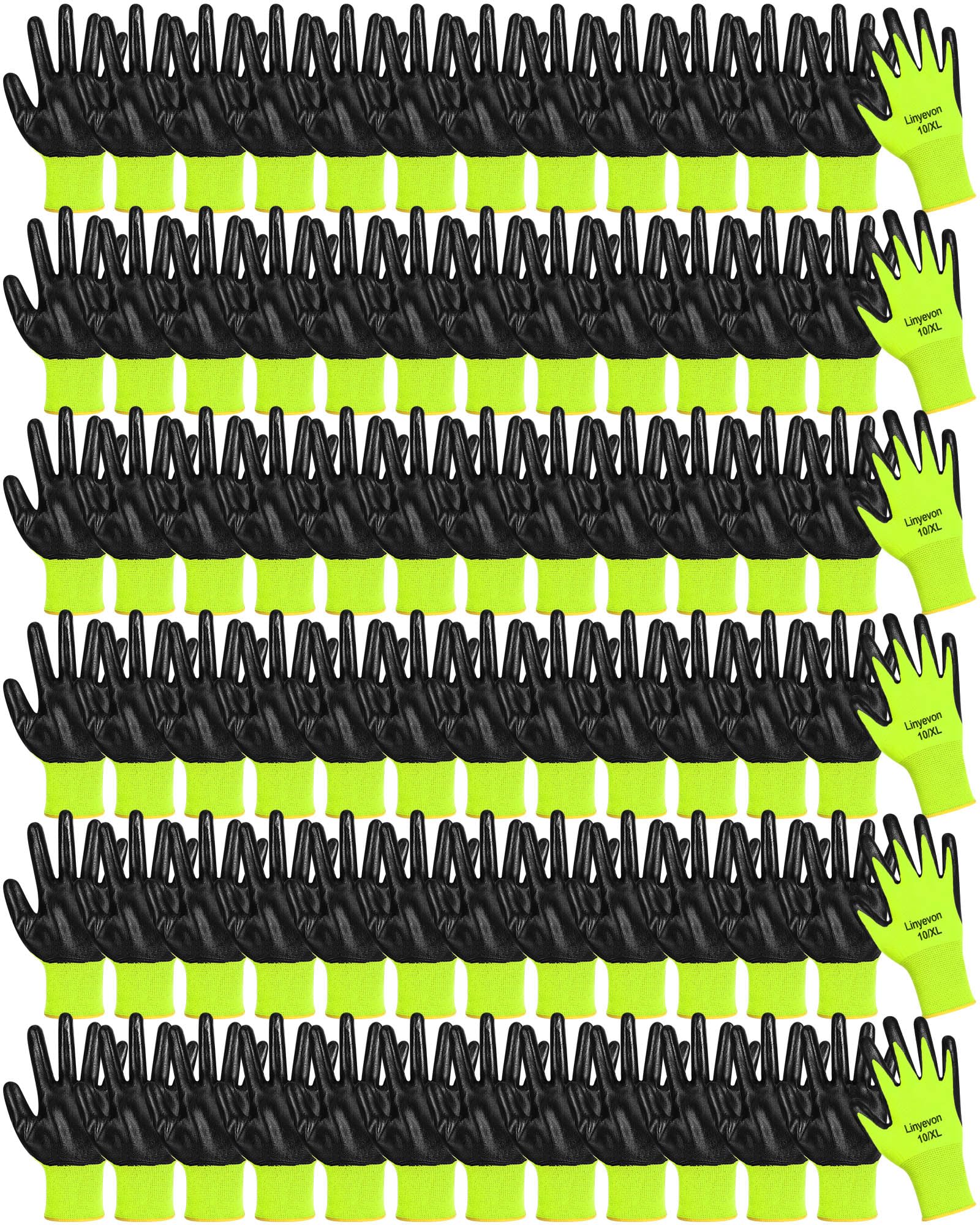 Maxcheck PU Coated Gloves Bulk, Reusable Rubber Safety Gloves for Men Women Work Warehouse, Mechanic, Woodworking