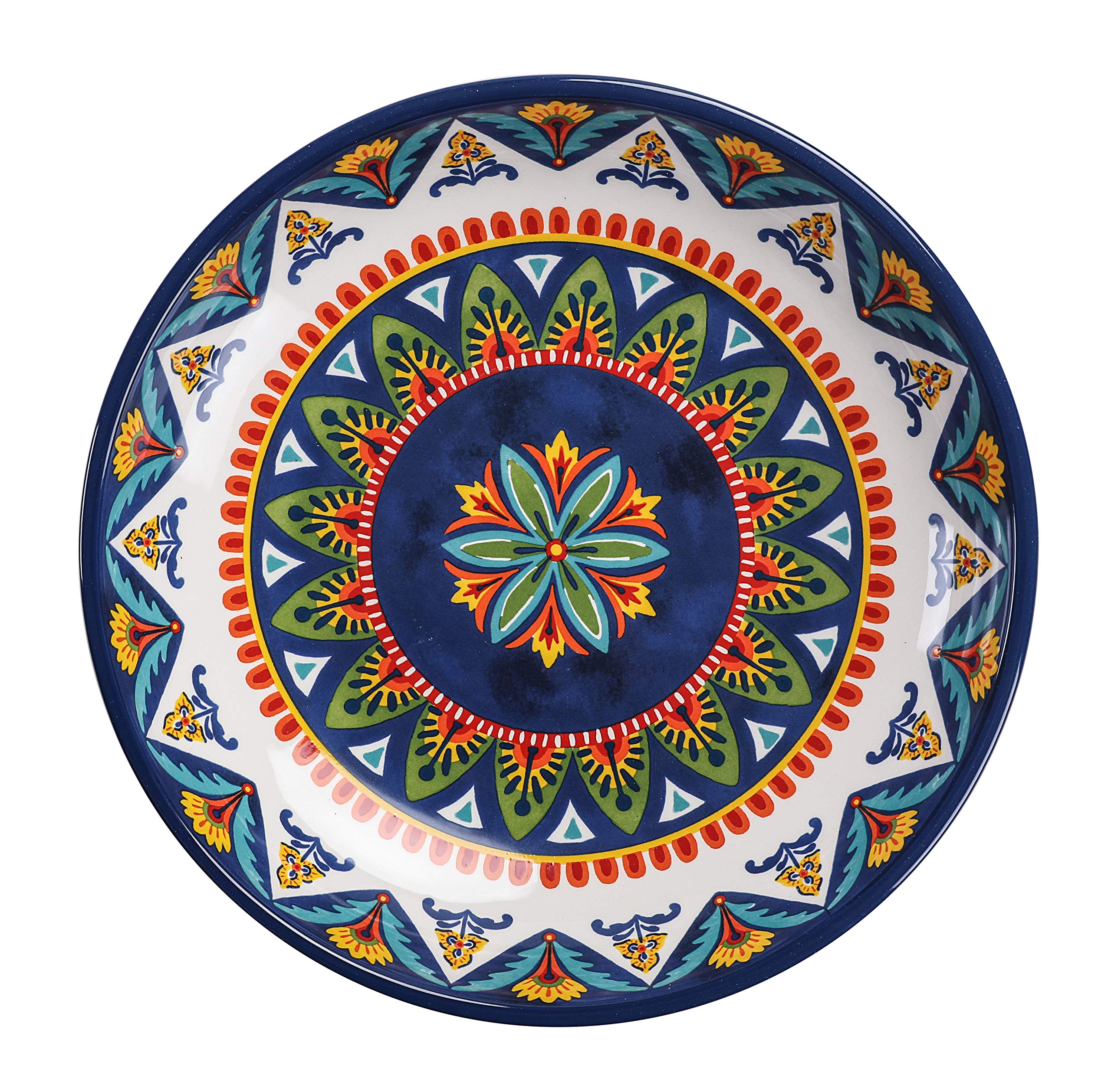 Bico Blue Talavera Pasta Bowls, 35oz Salad Bowl Set of 4, Large Ceramic Serving Dinner Bowls for Soup and Cereal, Microwave and Dishwasher Safe, Gift for Housewarming and Thanksgiving