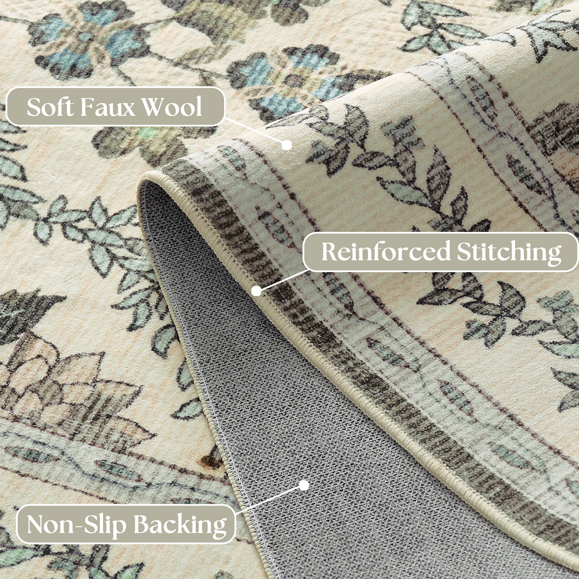 Black Floral Area Rug for Entryway 2x3 Washable Small Rug Low Pile Non Slip Distressed Entry Mat Soft Farmhouse Indoor Entrance Door Mat for Kitchen Bedroom Home Office Black Grey and White
