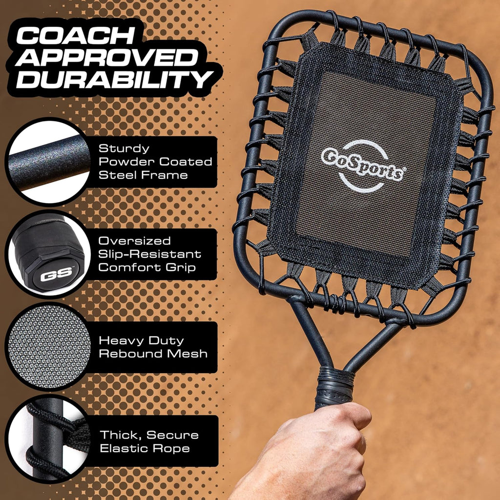 GoSports Fungo Baseball Racket for Fly Balls, Grounders, and Line Drives - Baseball and Softball Training Equipment for Coaches and Parents