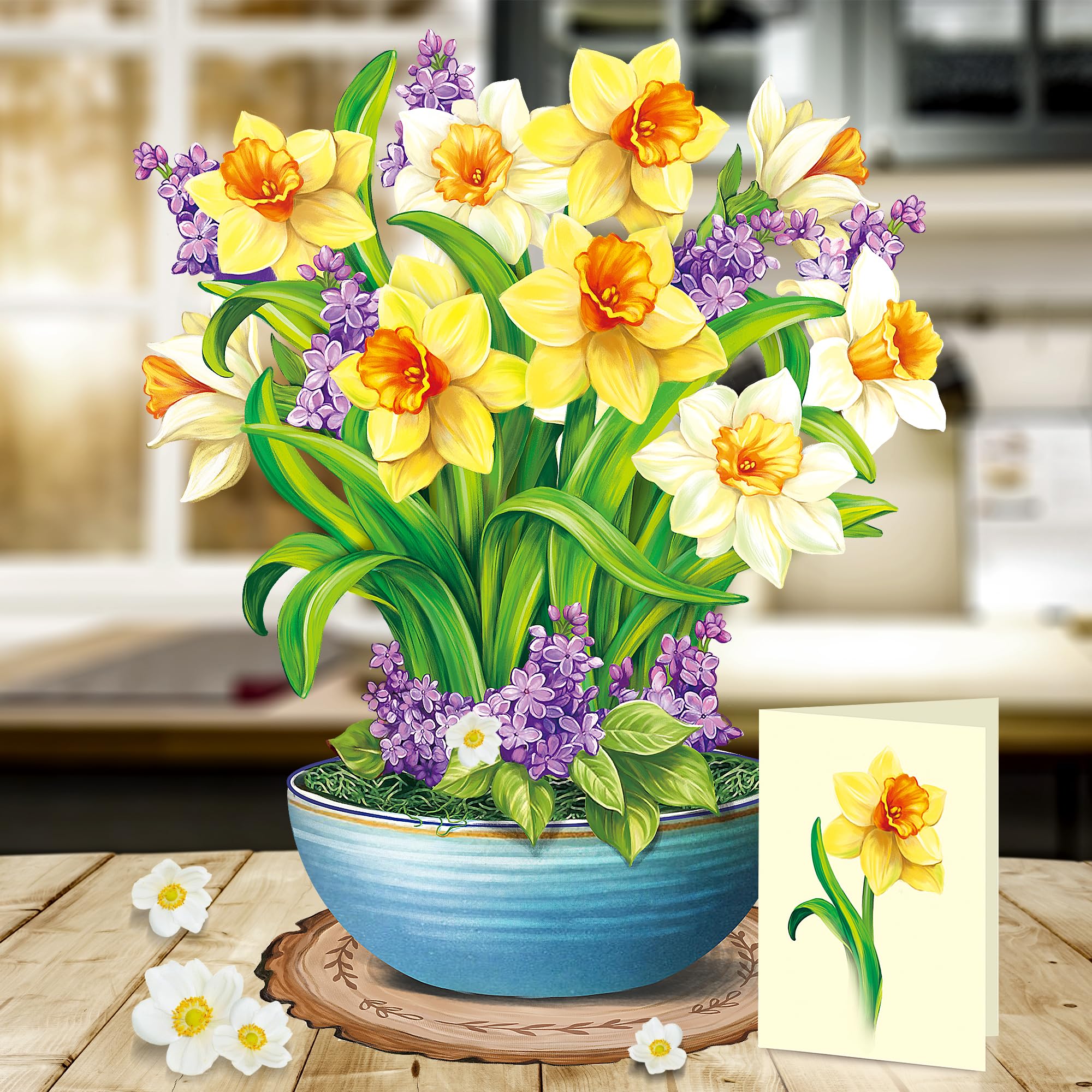 Airpark 3D Pop Up Paper Flowers Bouquet Card 12’‘ with Note & Envelope, Birthday Gifts, Get Well, Thank You, Greeting Cards for Women Mom Wife Friends, Daisies and Butterflies