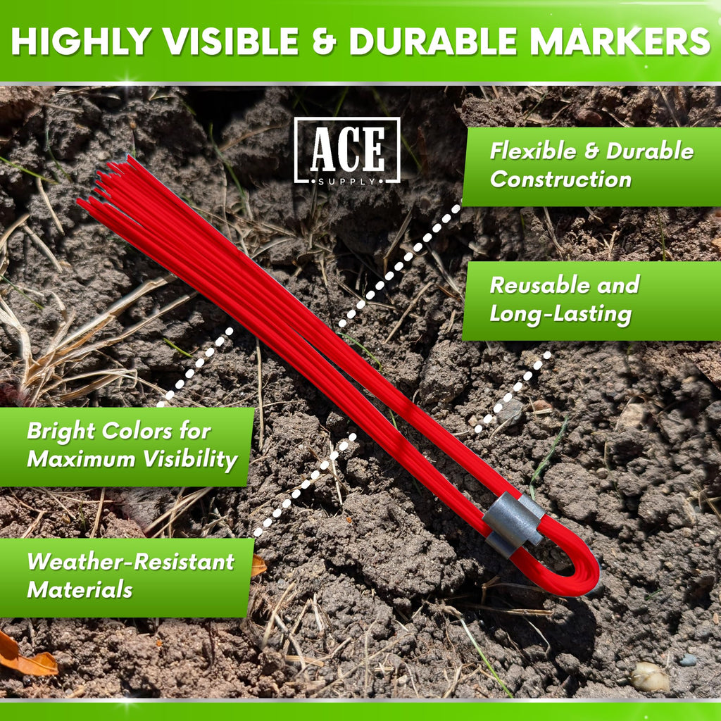 Blue Marking Whiskers With Stakes - 25 Pack - Durable Marking Whisker Set - Use Survey Whiskers As Ground Markers, Construction Markers, Or Trail Markers