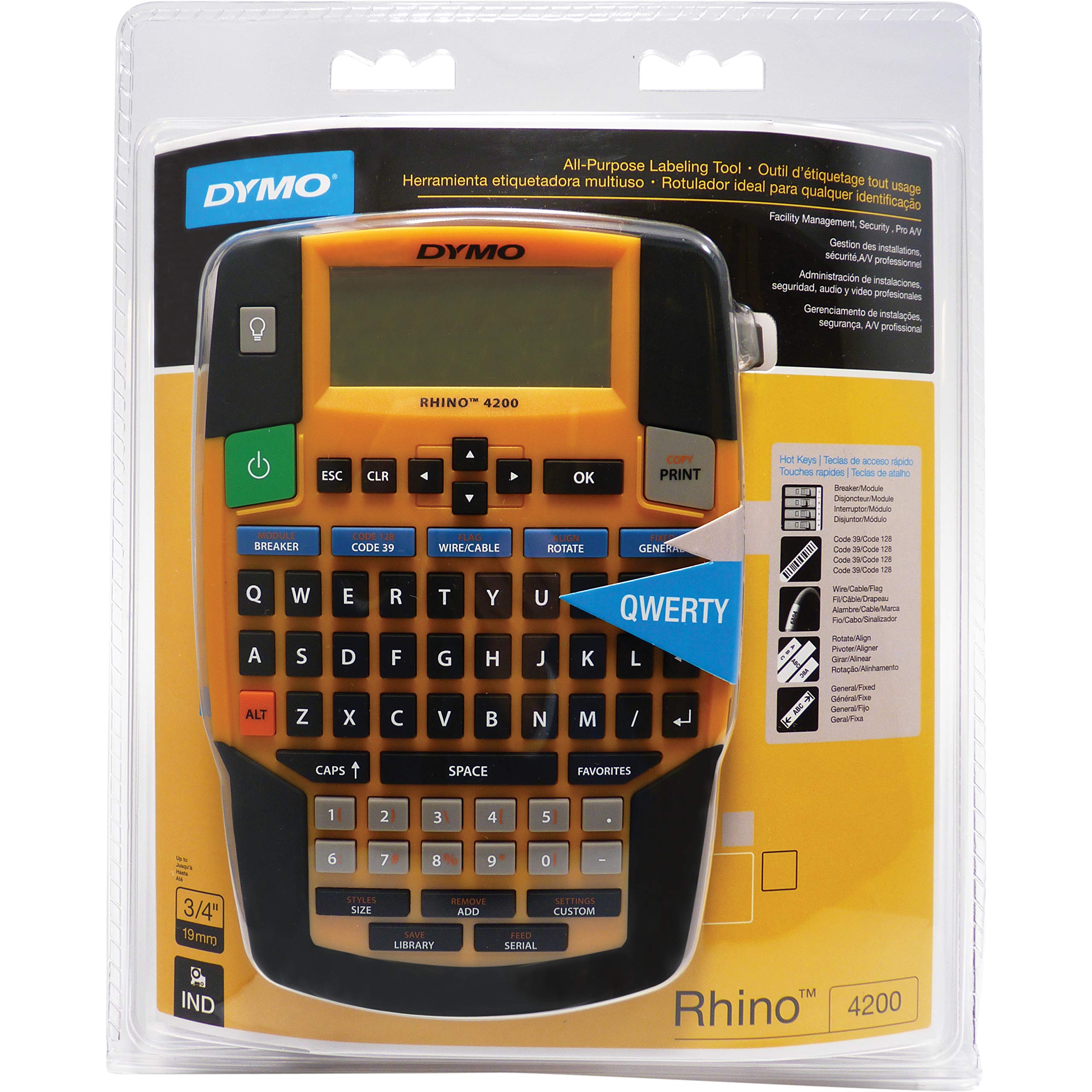 DYMO Rhino 4200 Industrial Label Maker Carry Case Kit with 1 Roll of 1/2" All-Purpose Vinyl Labels, Black on White