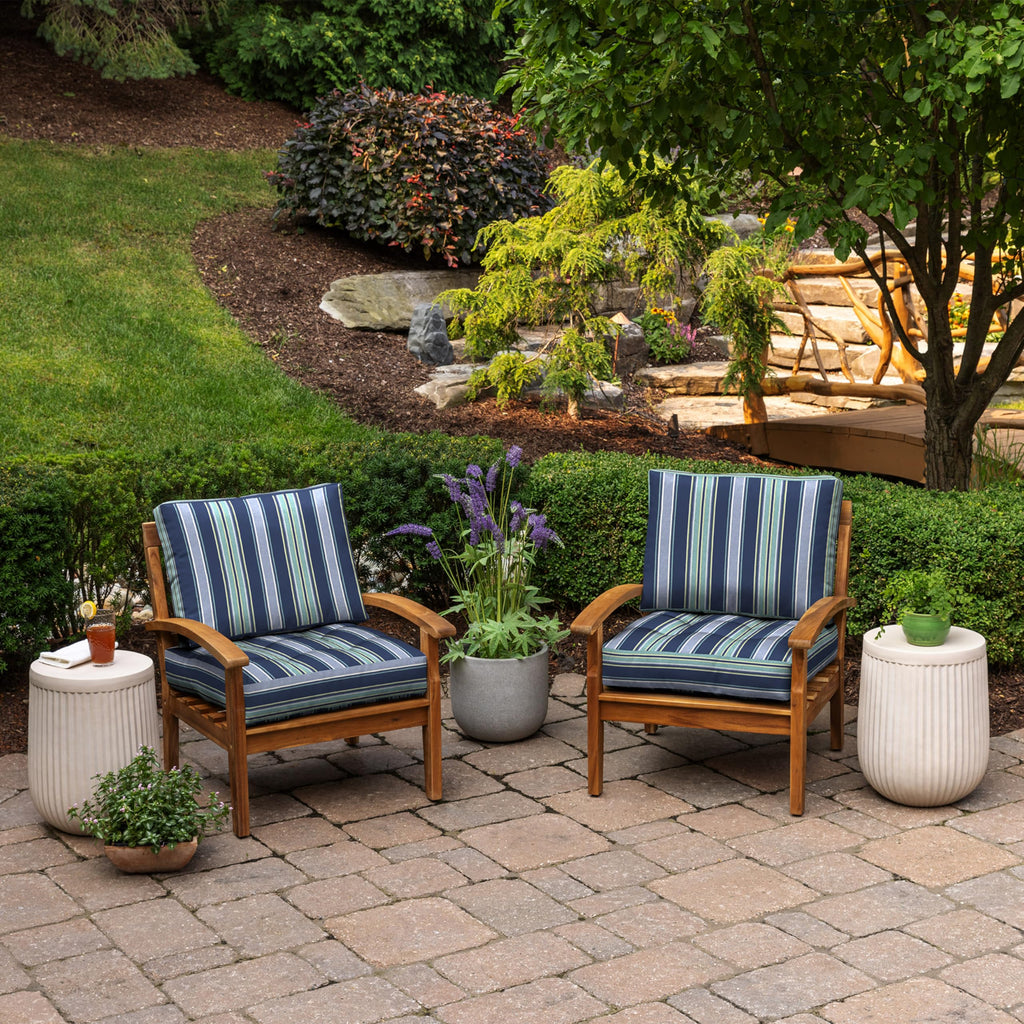 Arden Outdoor Plush Modern Tufted Blowfill Deep Seat Set, 24 x 24, Water Repellent, Fade Resistant, Deep Seat Bottom and Back Cushion for Chair and Sofa, Alana Tile