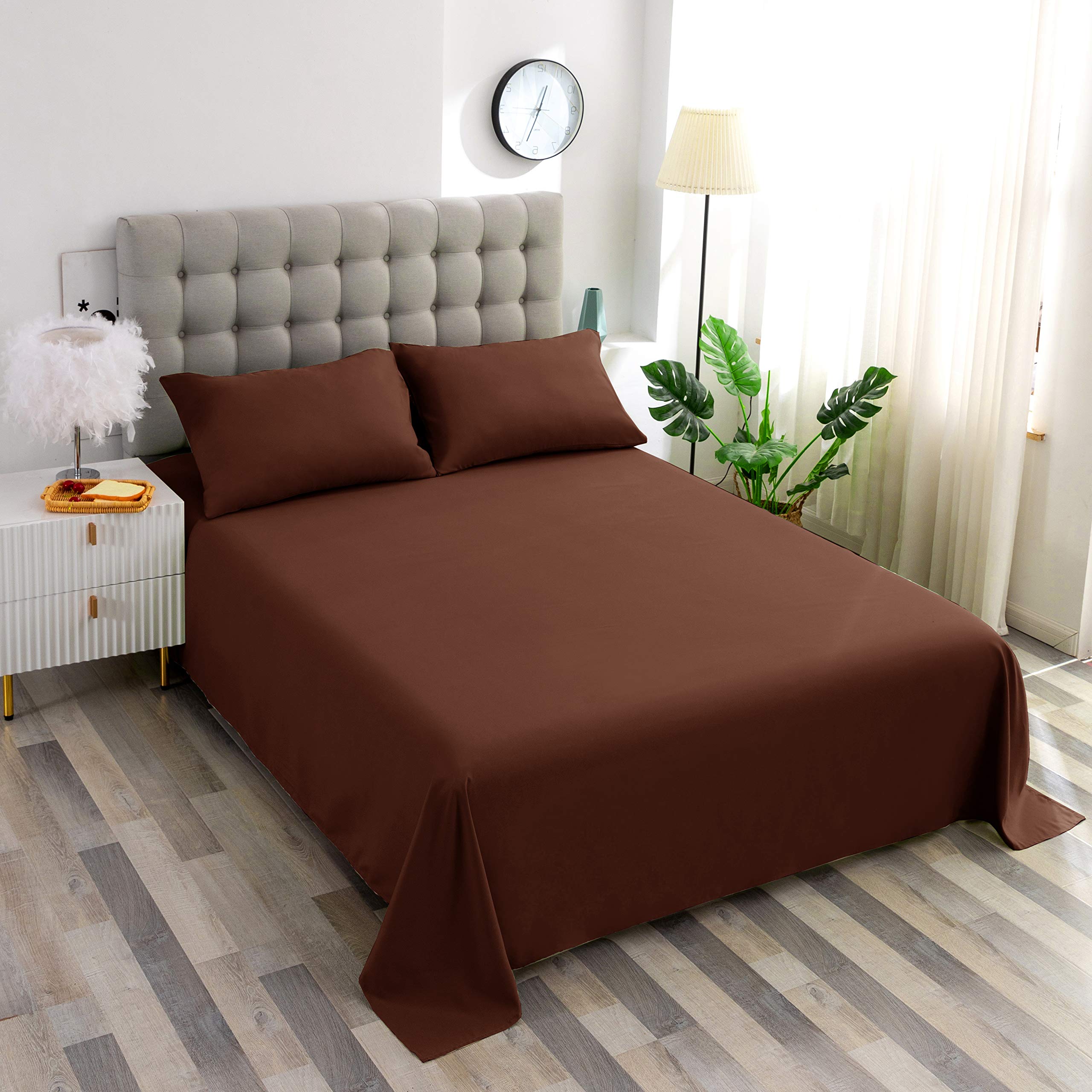 Sfoothome Fitted Sheet Twin Size with Deep Pockets - Soft and Comfortable Microfiber - Fade Wrinkle Resistant, Beige Mattress Sheets