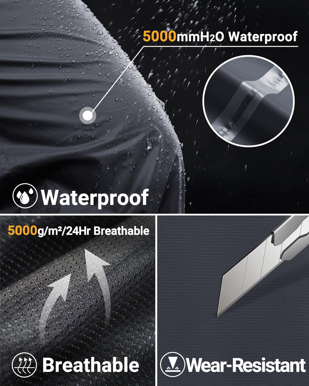 33,000ft Men's Rain Pants Full Zip Waterproof Pants Breathable Rain Over Trousers for Outdoor Hiking Golf Work