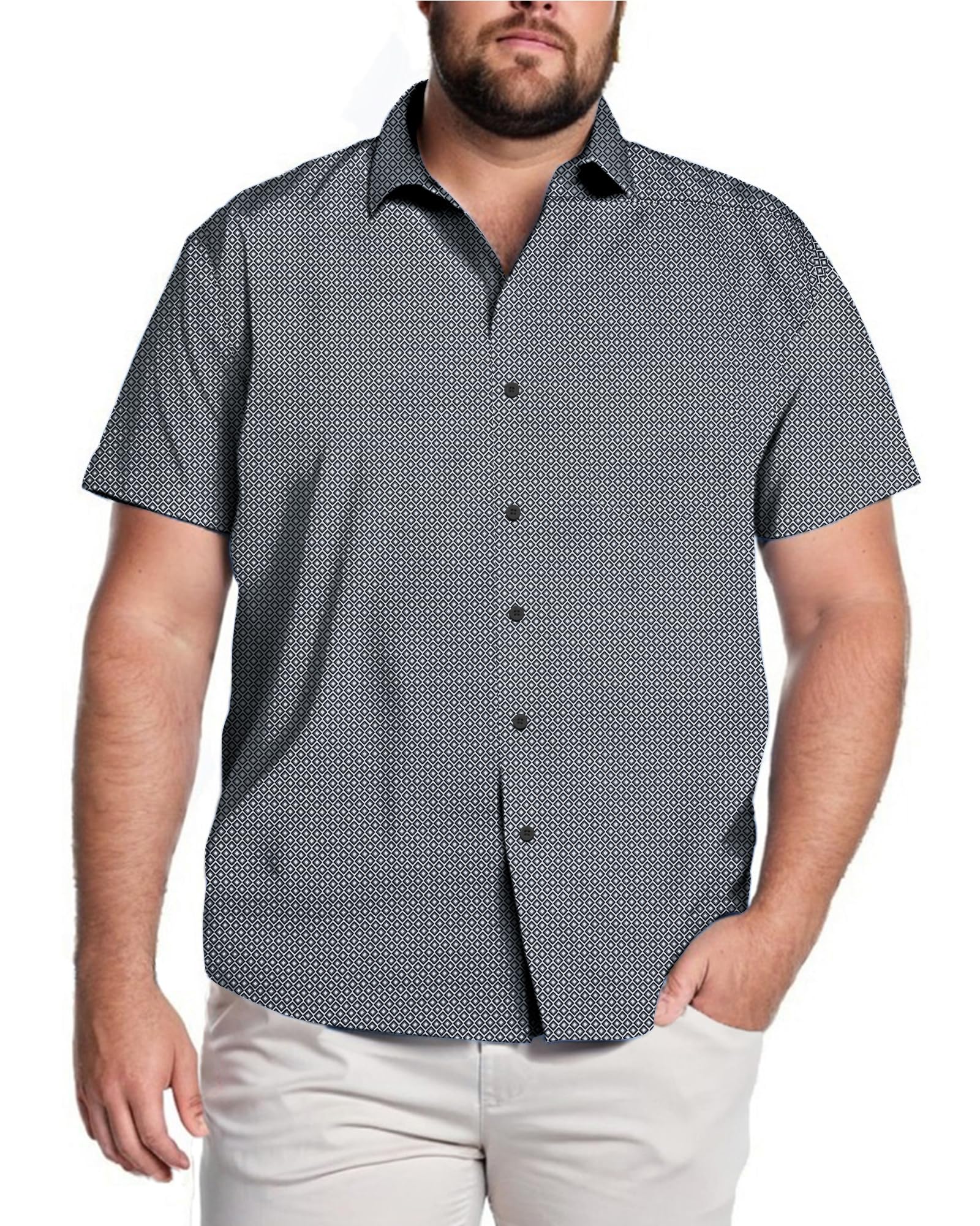 COOFANDY Big & Tall Shirts for Men Short Sleeve Button Down Casual Dress Shirts