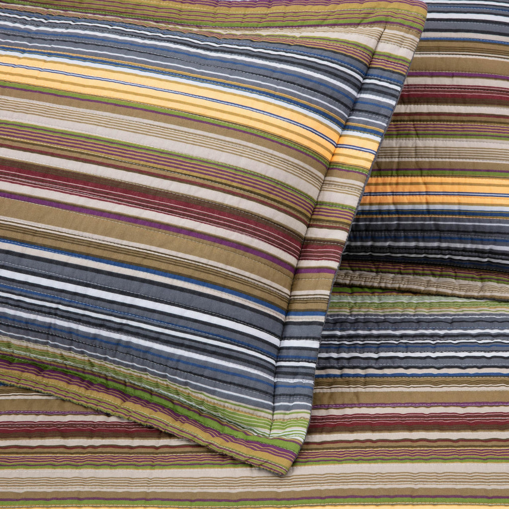 Chezmoi Collection Avery Striped Cotton Quilt Set Twin Size, 2-Piece Soft Pre-Washed 100% Cotton Quilt, Multi-Color Brown