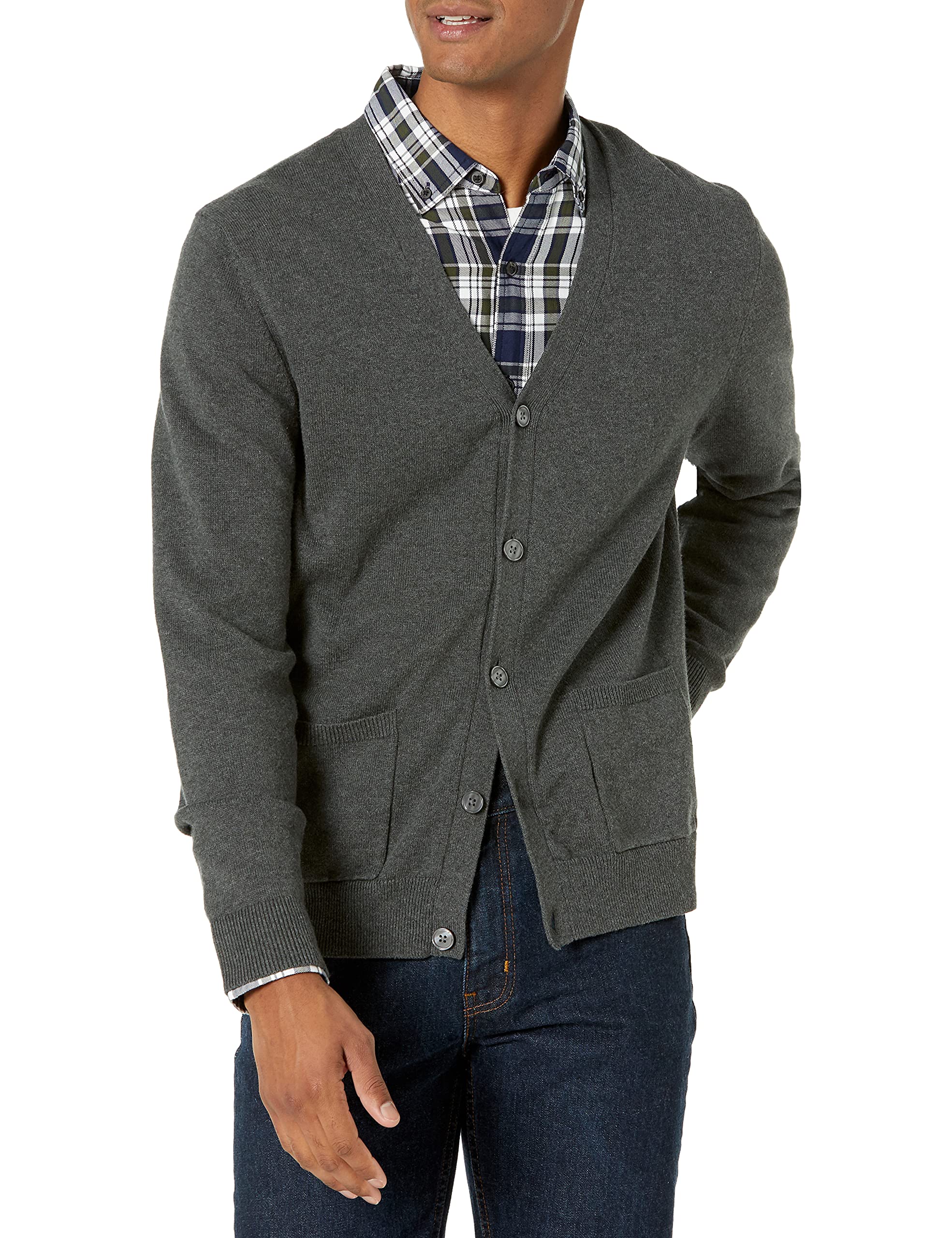 Amazon Essentials Men's V-Neck Cotton Cardigan Sweater