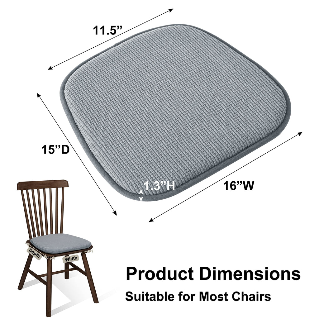 Shinnwa Dining Chair Cushions 2 Pack, Non Slip Indoor Chair Pads, U-Shaped Kitchen Seat Cushions, Set of 2, 15 x 16 Inches, Black