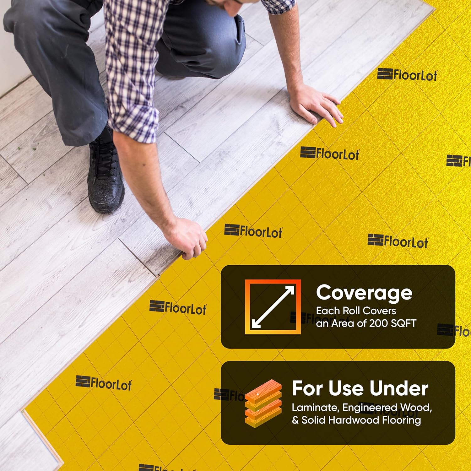 GoldMax Premium Floor Underlayment - 200 sqft Roll - 3mm Thick - with Moisture Barrier