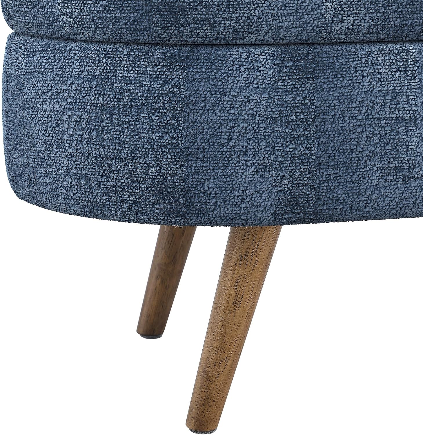 ECLYL Oval Storage Bench 43.5" Linen Fabric Upholstered Entryway Bench with Solid Wood Legs Ottoman Bench Indoor Bench for Living Room/Bedroom/End of Bed/Entryway (Blue)