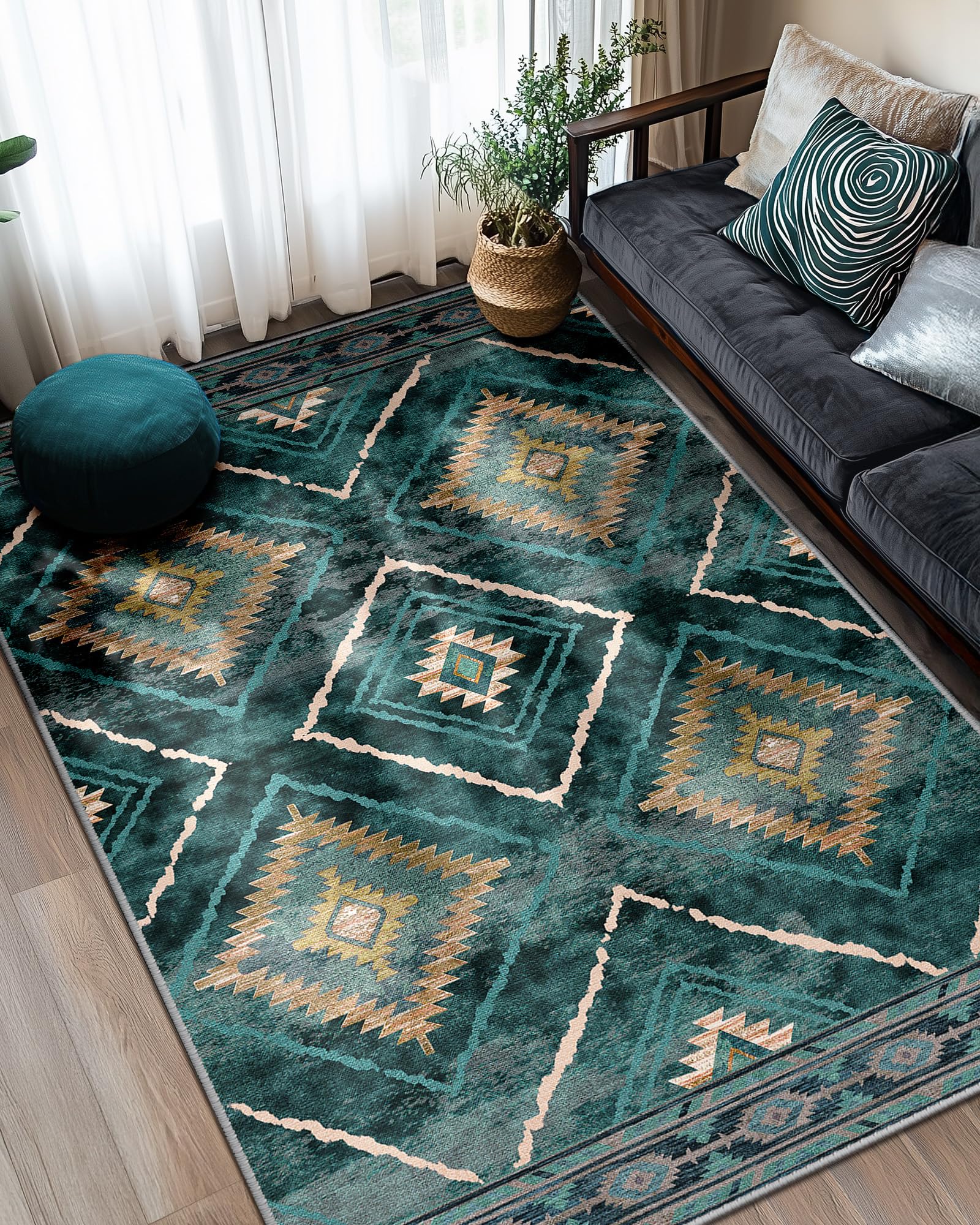 BESTSWEETIE Area Rug 2x3 Rug Machine Washable Non-Slip Low Pile Print Pattern Western Rug for Living Room Bedroom Entryway Tribal Series-Abstract/Cowhide