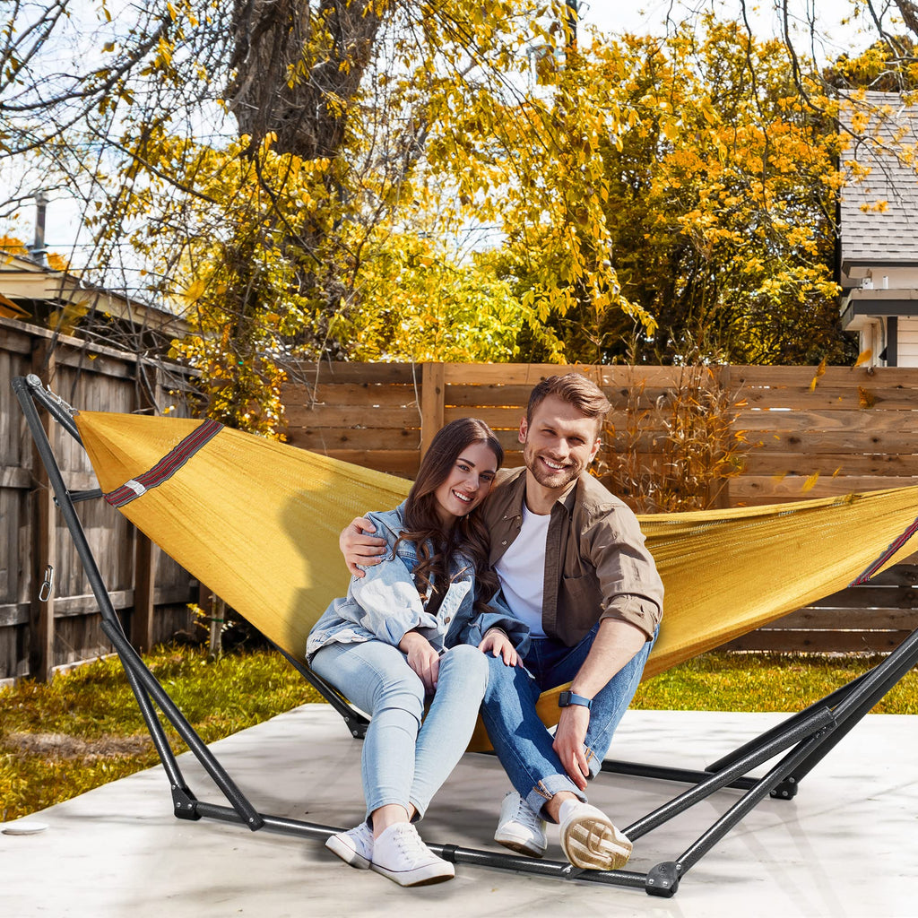 Tranquillo Unity Adjustable Hammock Stand, Hammocks Stands for The Garden, 800 lbs Capacity Steel Double Hammock Stand for 2 Persons, Premium Pre-Assembled Stand (Steel, Aegean)