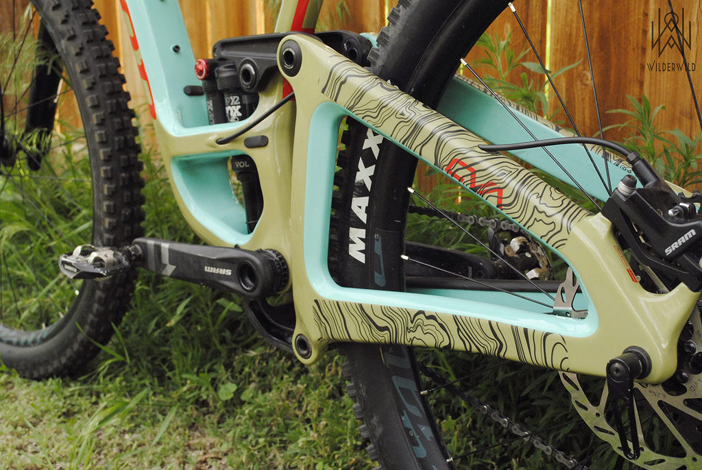 Bike Frame Protection Tape- High Impact Clear Vinyl Wrap Includes Tool (4”x72) Bicycle Frame Protector, Mountain Bike Frame Guard Chainstay Protector (Art Deco)
