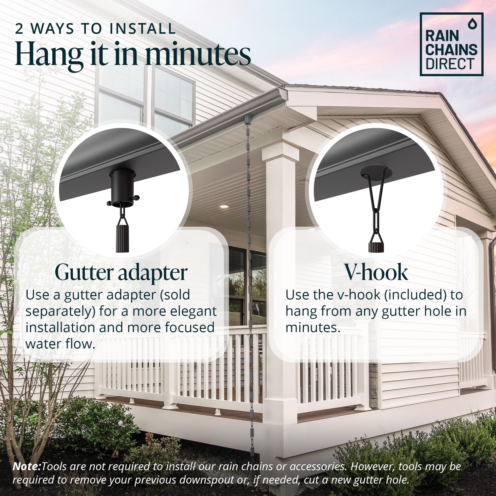 Rain Chains Direct Square Link Rain Chain Extension, 3 Feet in Length, Aluminum, Black Powder Coated, Functional and Decorative Replacement for Gutter Downspouts