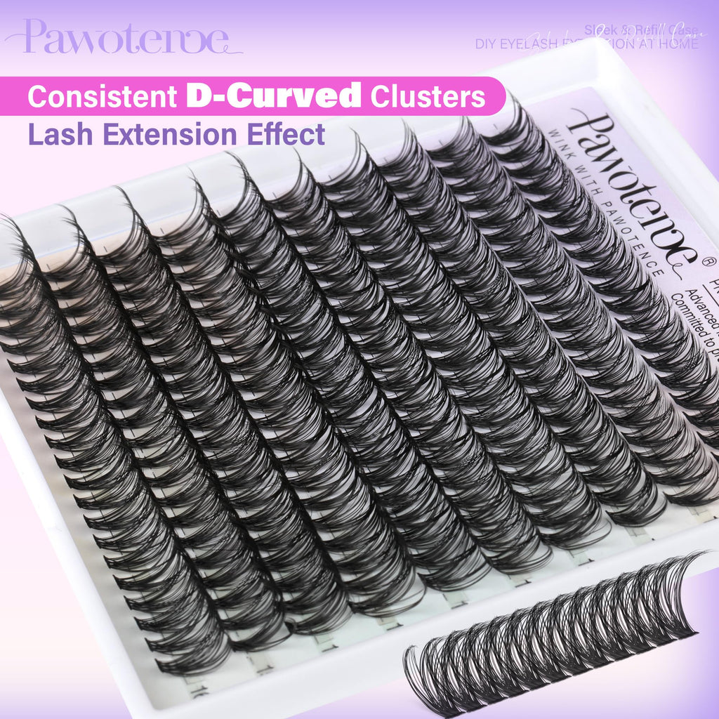 Pawotence Lash Extension Kit DIY 280pcs Individual Lash Clusters Kit 20D&30D Natural 9-15mm Cluster Eyelash Extensions Kit with Lash Bond and Seal, Tweezers for Self Use (20D&30D, 0.07D, 9-15mm, Kit)