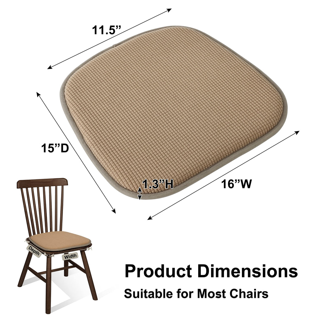 Shinnwa Dining Chair Cushions 2 Pack, Non Slip Indoor Chair Pads, U-Shaped Kitchen Seat Cushions, Set of 2, 15 x 16 Inches, Black