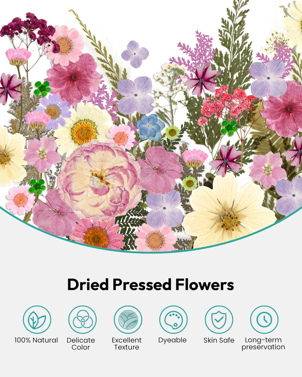 Dried Flowers, Resiners 58Pcs Pressed Flowers for Craft Pink Real Natural Dried Flowers Dry Leaves Kit for DIY Making Crafts Resin Soap Candle Scrapbook Supplies Card Making Jewelry