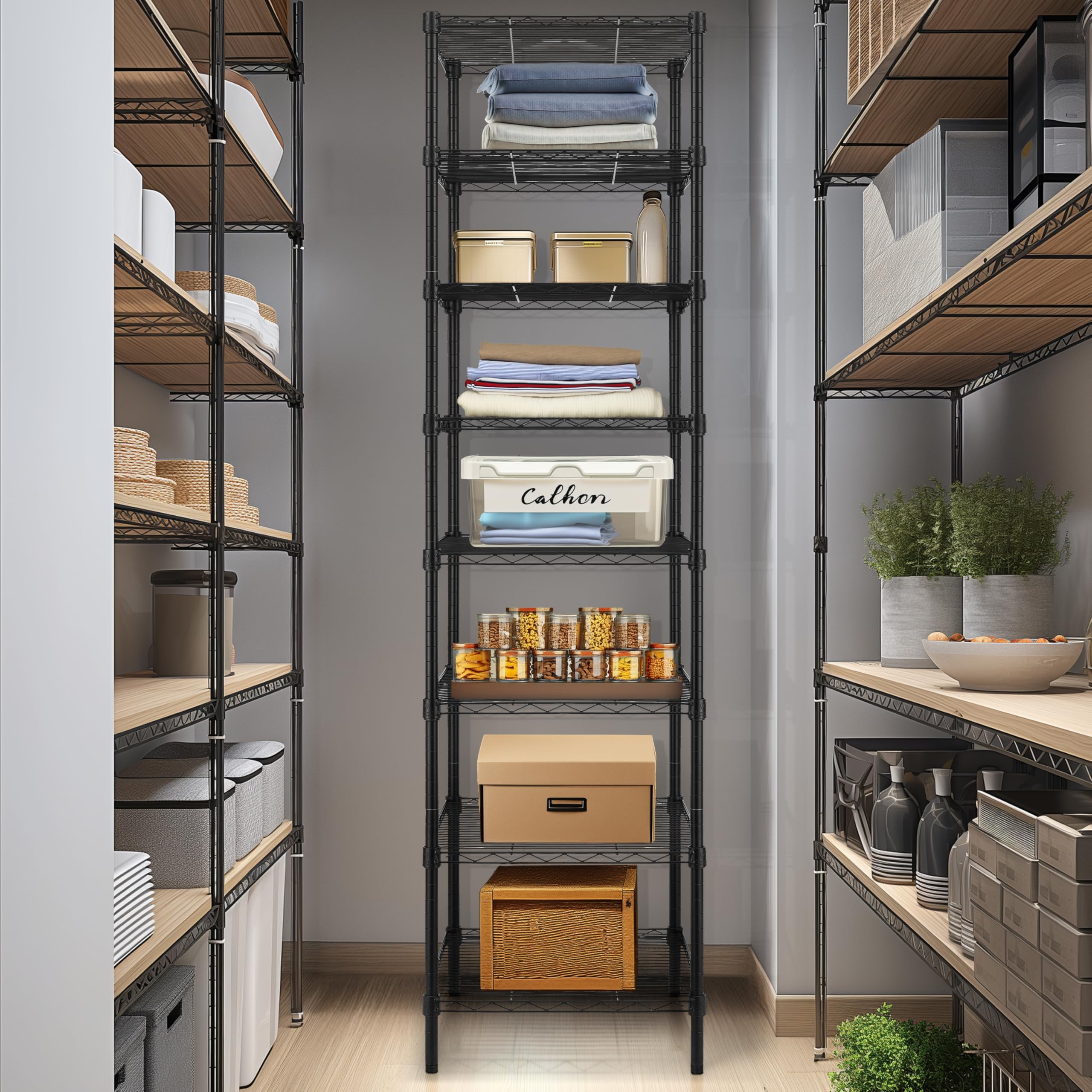 Finnhomy Heavy Duty 5 Tier Wire Shelving Unit, 18x18x59-inches 5 Shelves Storage Rack, Metal Shelving with Thicken Steel Tube, NSF Certified, Chrome