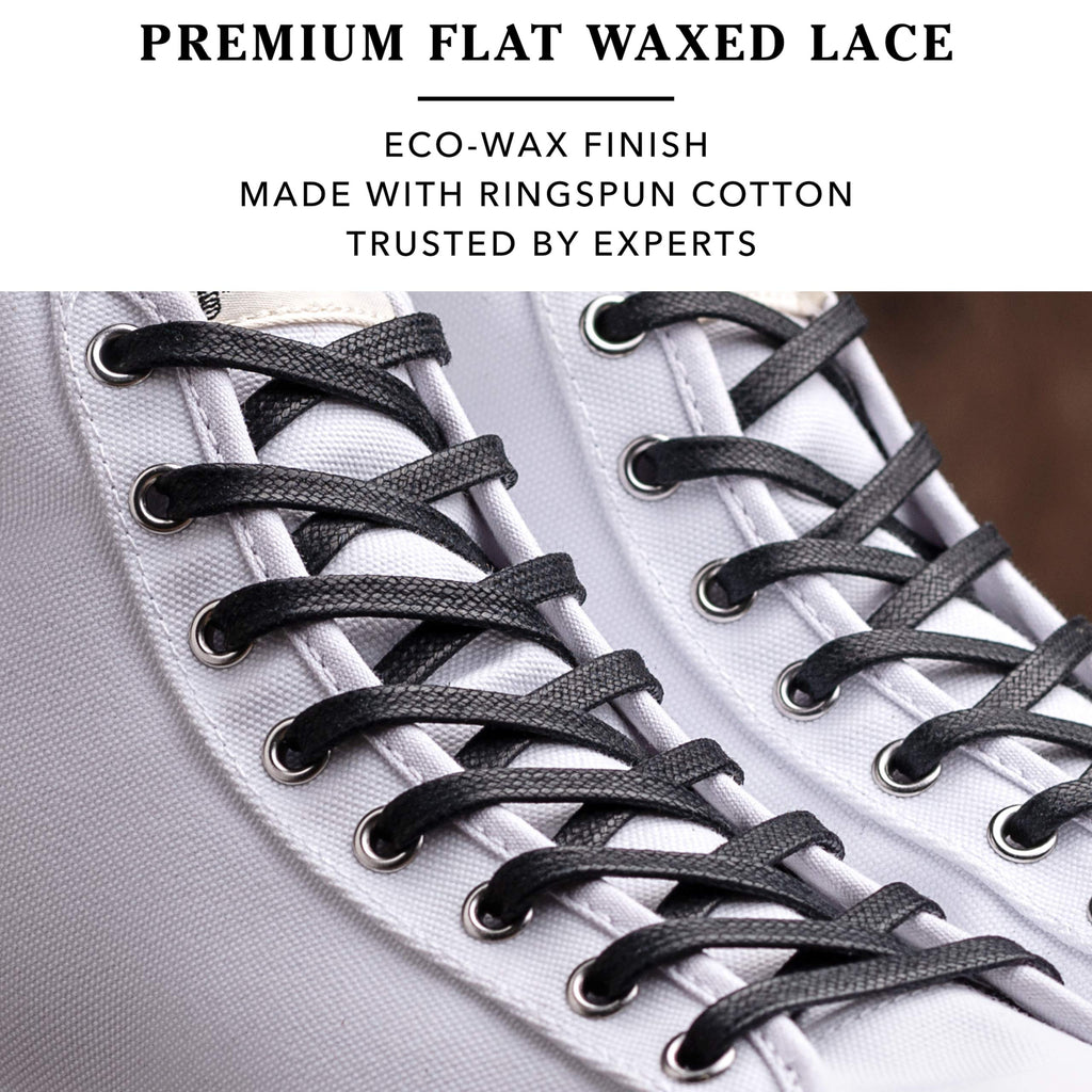 Premium Flat Waxed Cotton Boot Laces - Cobbler's Choice Shoe Laces - Durable and Beautiful!