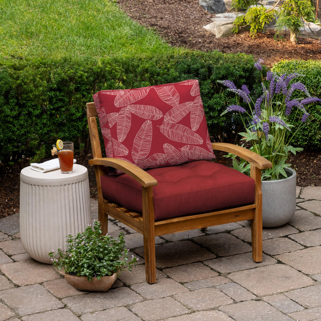 Arden Outdoor Plush Modern Tufted Blowfill Deep Seat Set, 24 x 24, Water Repellent, Fade Resistant, Deep Seat Bottom and Back Cushion for Chair and Sofa, Alana Tile