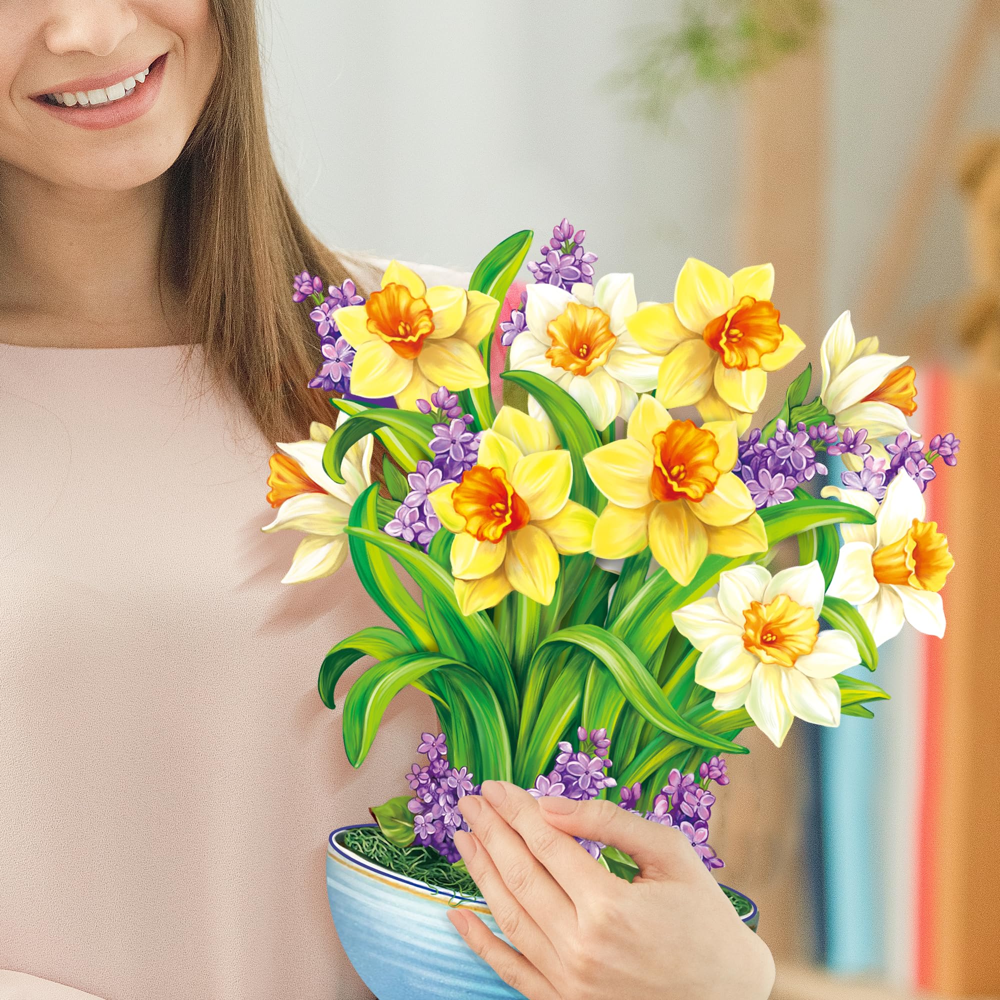 Airpark 3D Pop Up Paper Flowers Bouquet Card 12’‘ with Note & Envelope, Birthday Gifts, Get Well, Thank You, Greeting Cards for Women Mom Wife Friends, Daisies and Butterflies