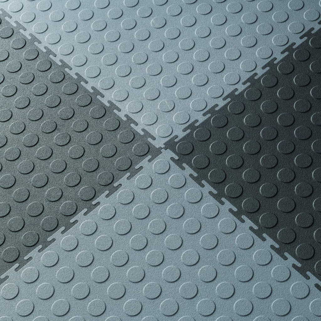 VersaTex Garage Floor 18 x 18 inch Square Rubber Diamond Plate Interlocking Floor Tiles for Home Gym, Garage Flooring, Trade Show Flooring, Basement Tiles, 24 Pack (Black)