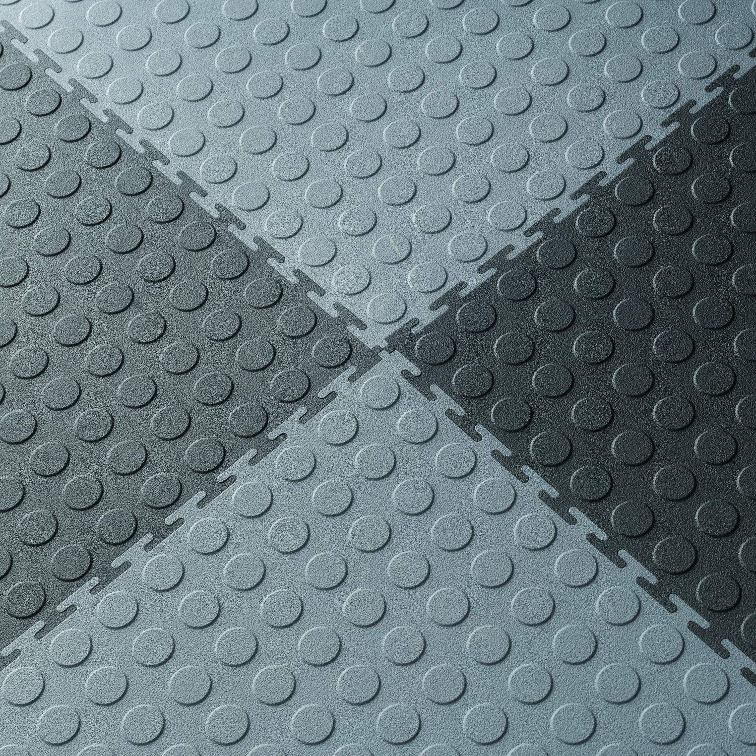 VersaTex Garage Floor 18 x 18 inch Square Rubber Diamond Plate Interlocking Floor Tiles for Home Gym, Garage Flooring, Trade Show Flooring, Basement Tiles, 24 Pack (Black)