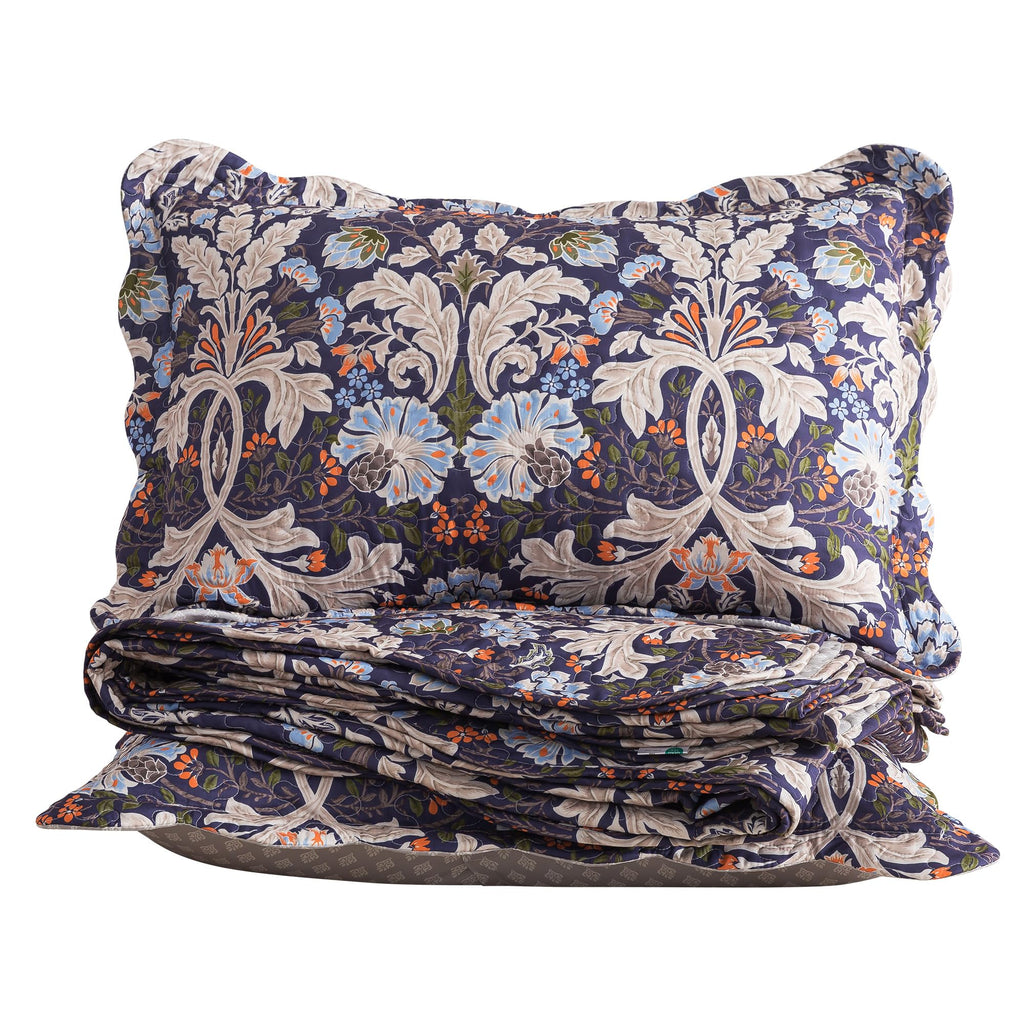 HoneiLife Quilt Sets Twin Size - 2 Piece Microfiber Quilts Reversible Bedspreads Patchwork Coverlets Floral Bedding Set All Season Quilts with Blue and White Porcelain Pattern