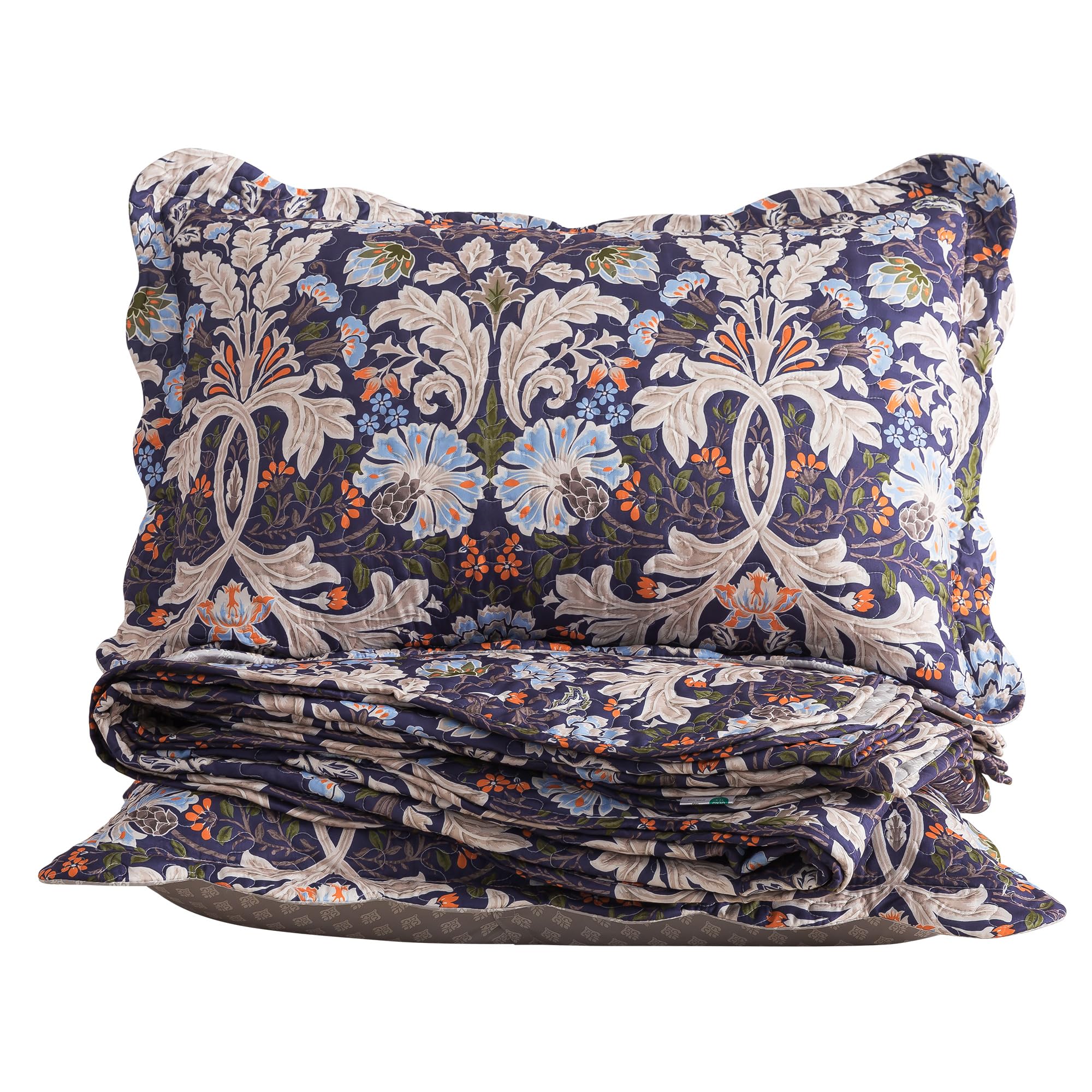 HoneiLife Quilt Sets Twin Size - 2 Piece Microfiber Quilts Reversible Bedspreads Patchwork Coverlets Floral Bedding Set All Season Quilts with Blue and White Porcelain Pattern