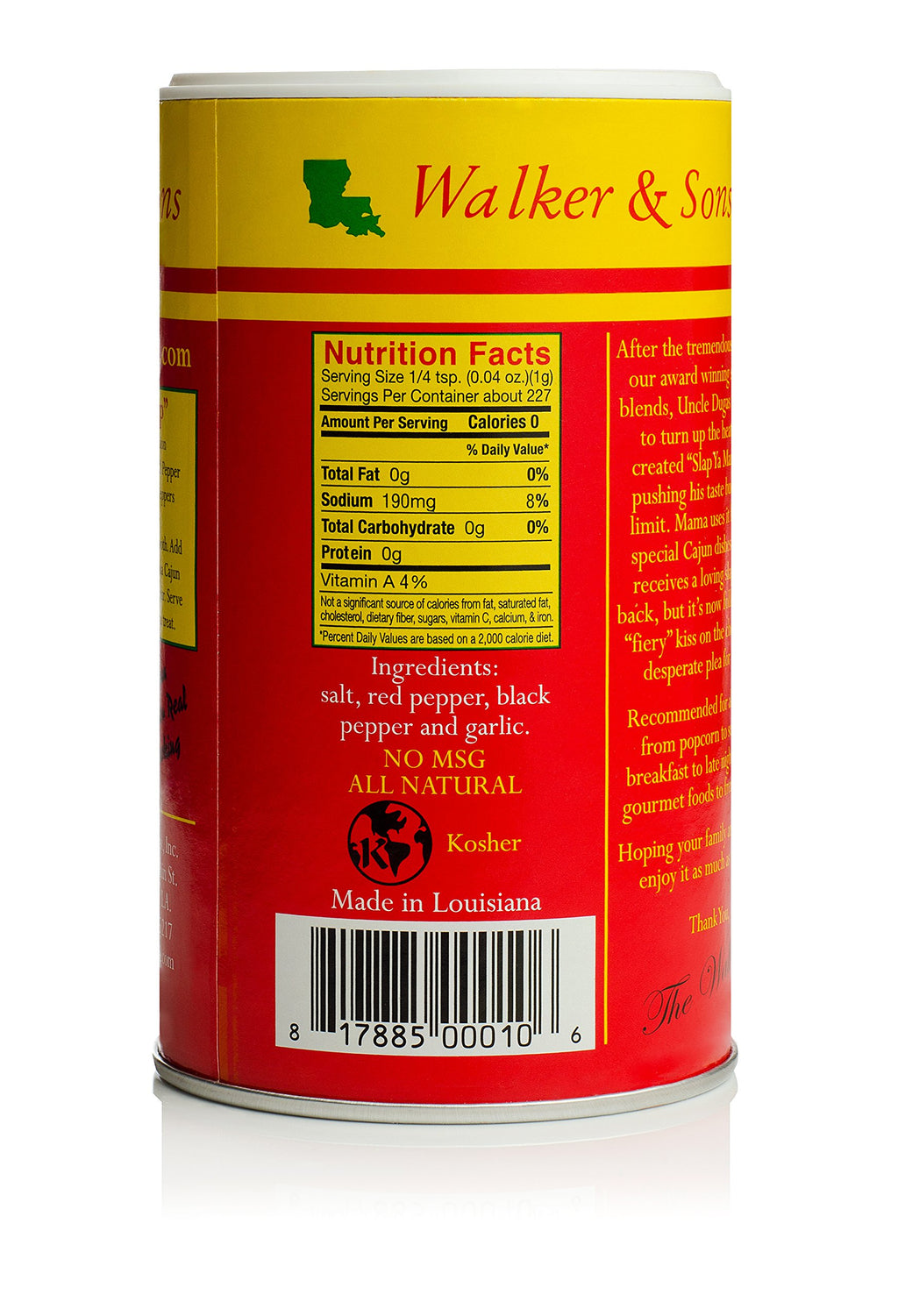 Slap Ya Mama Cajun Seasoning from Louisiana, Hot Blend, No MSG and Kosher, 8 Ounce Can