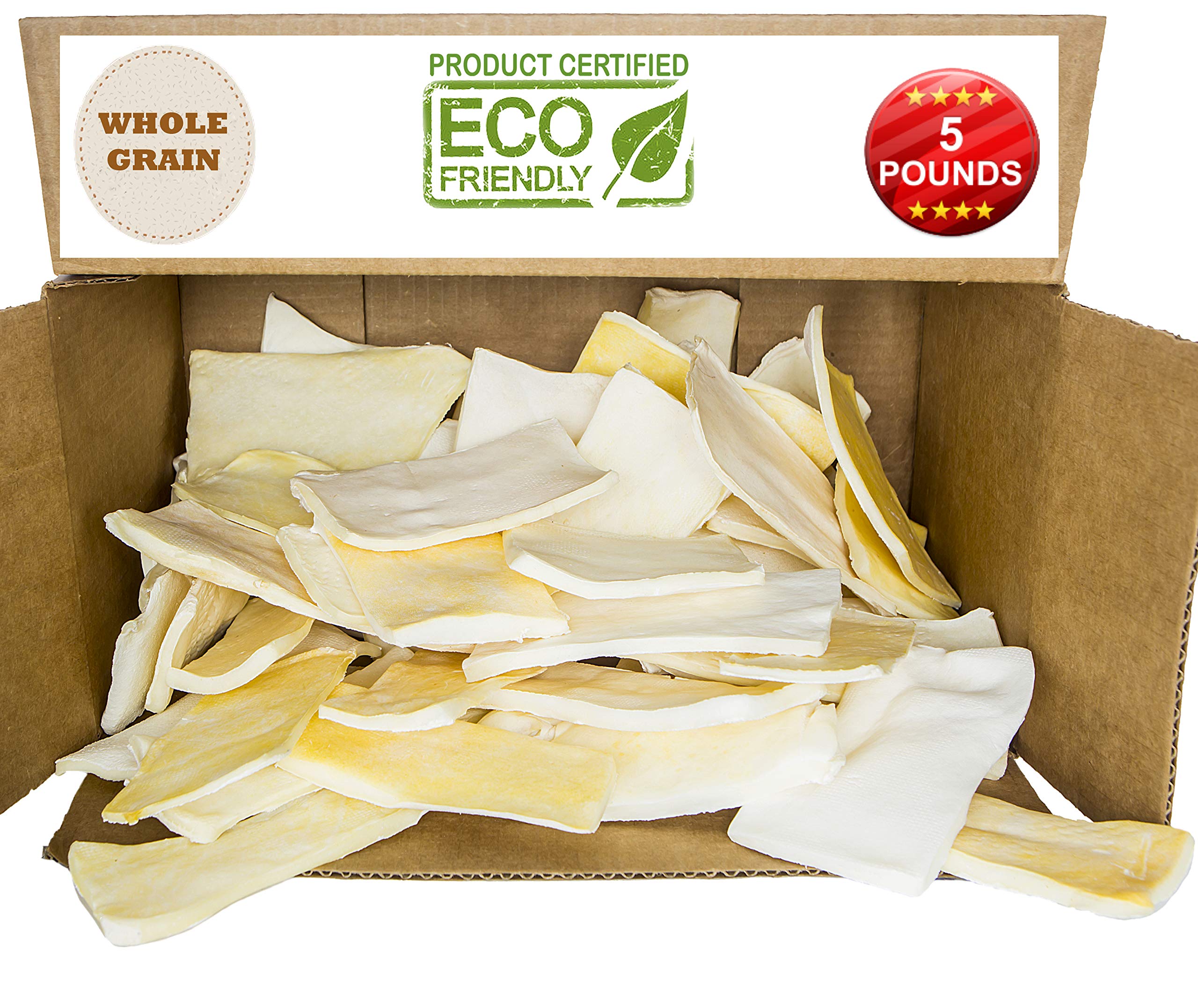 Brazilian Pet Premium Thick Cut Chips, Wholegrain Rawhide (Last Much Longer Than Traditional Chips). 100% Natural. Great Behavioral Dog Chewing Treat Solution. No Preservatives. (1 Pound)