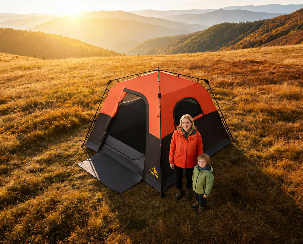 3/4 Person Camping Tent with 1 Door, 4 Windows, and Upgraded Ventilation– Instant Setup, Waterproof, 8'x 8'x 67''Oxford Fabric Floor Pop Up in 60 Seconds Includes Rainfly and Backpack