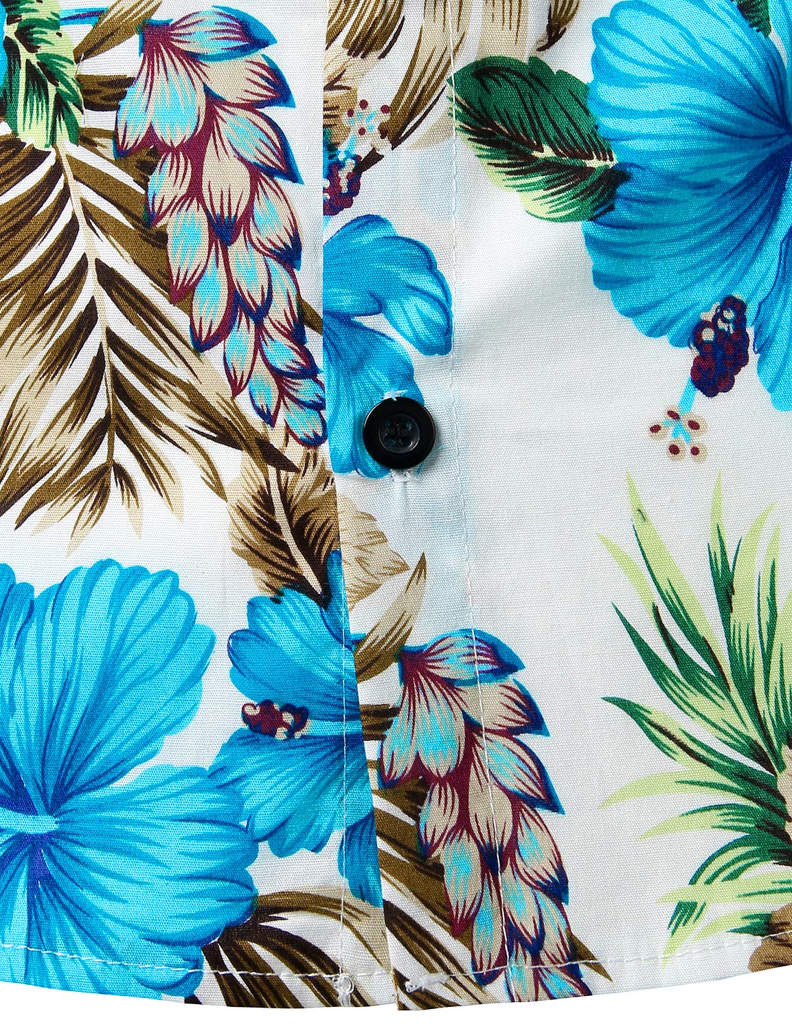 JOGAL Men's Flower Casual Short Sleeve Aloha Hawaiian Shirt