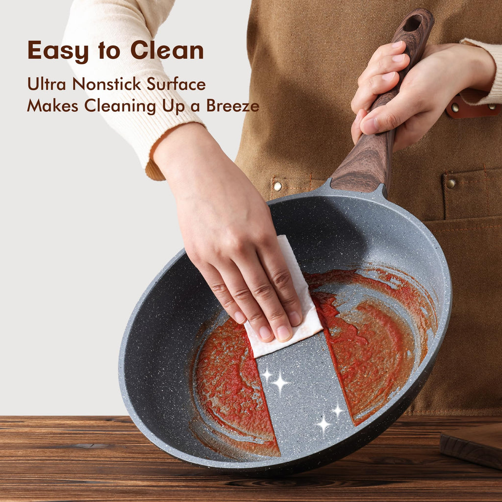 SENSARTE Nonstick Ceramic Frying Pan 8-Inch, Healthy Non Toxic Skillet, Induction Compatible Omelet Pan with Heat Resistant Handle, PFAS-Free, Cream White