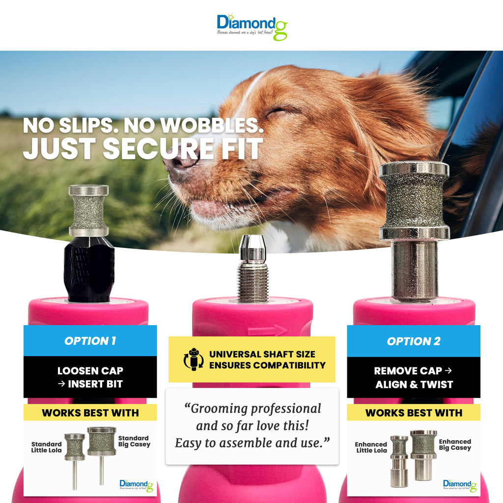 Diamondg Cordless Dog Nail Grinder with Quiet Sound & LED Tip for Large & Small Dogs, 4hrs. Runtime - Electric Dog Nail Trimmer, Heavy Duty Rotary Tool Alternative to Toenail Clippers & Filers