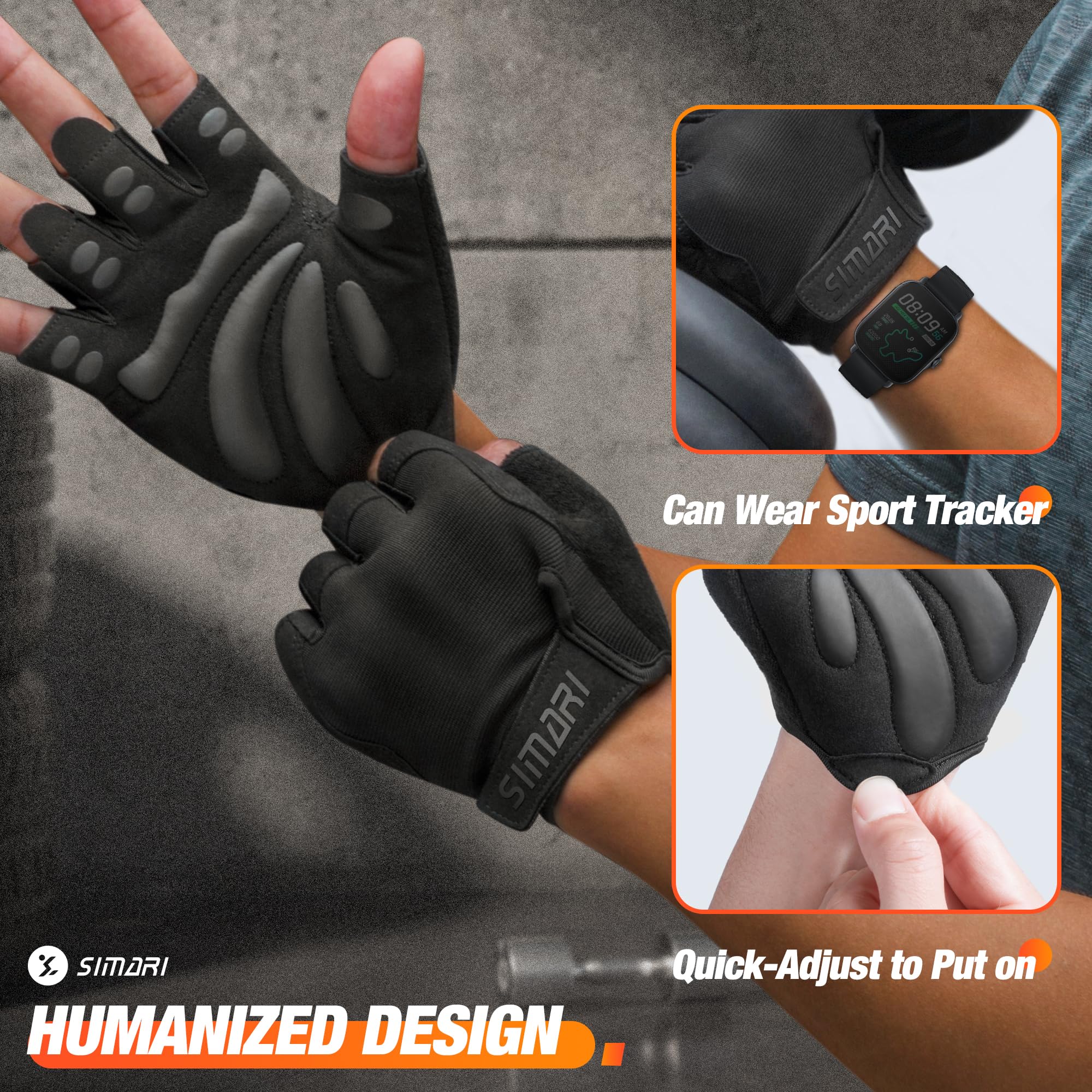 SIMARI Breathable Workout Gloves for Men and Women, Padded Weight Lifting Gloves with Great Grip, Full Palm Protection for Gym Training, Cycling, Weightlifting, Exercise, Crossfit, Climbing