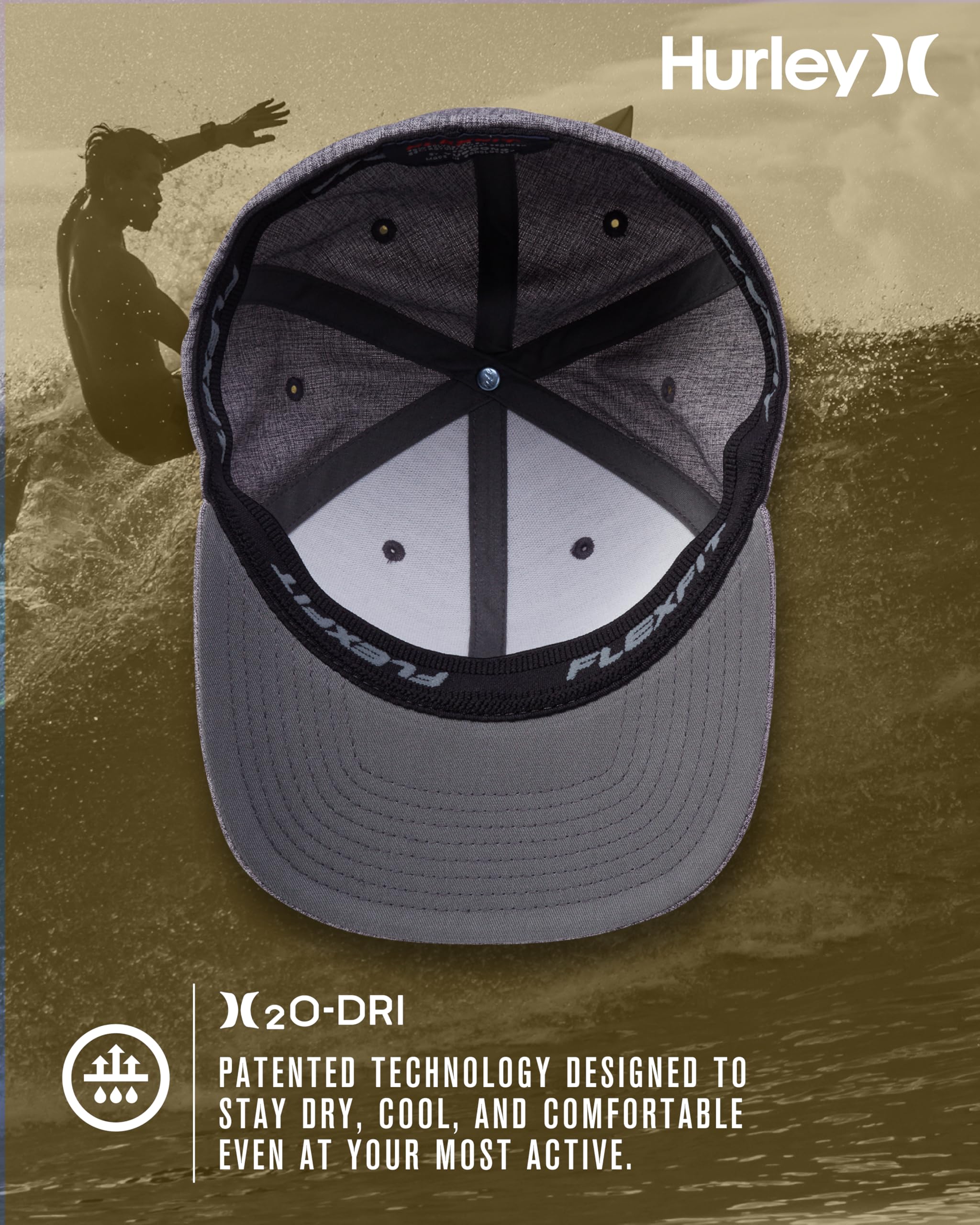 Hurley mens One & Only Corp Flexfit Perma Curve Bill Baseball Hat