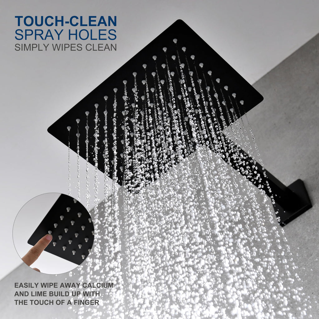 KENES Brushed Nickel 10-Inch Shower Head and Handle Set, Square Shower Faucet Set Bathroom Rainfall Shower System Wall Mount, KE-6024B (Shower Valve Included)