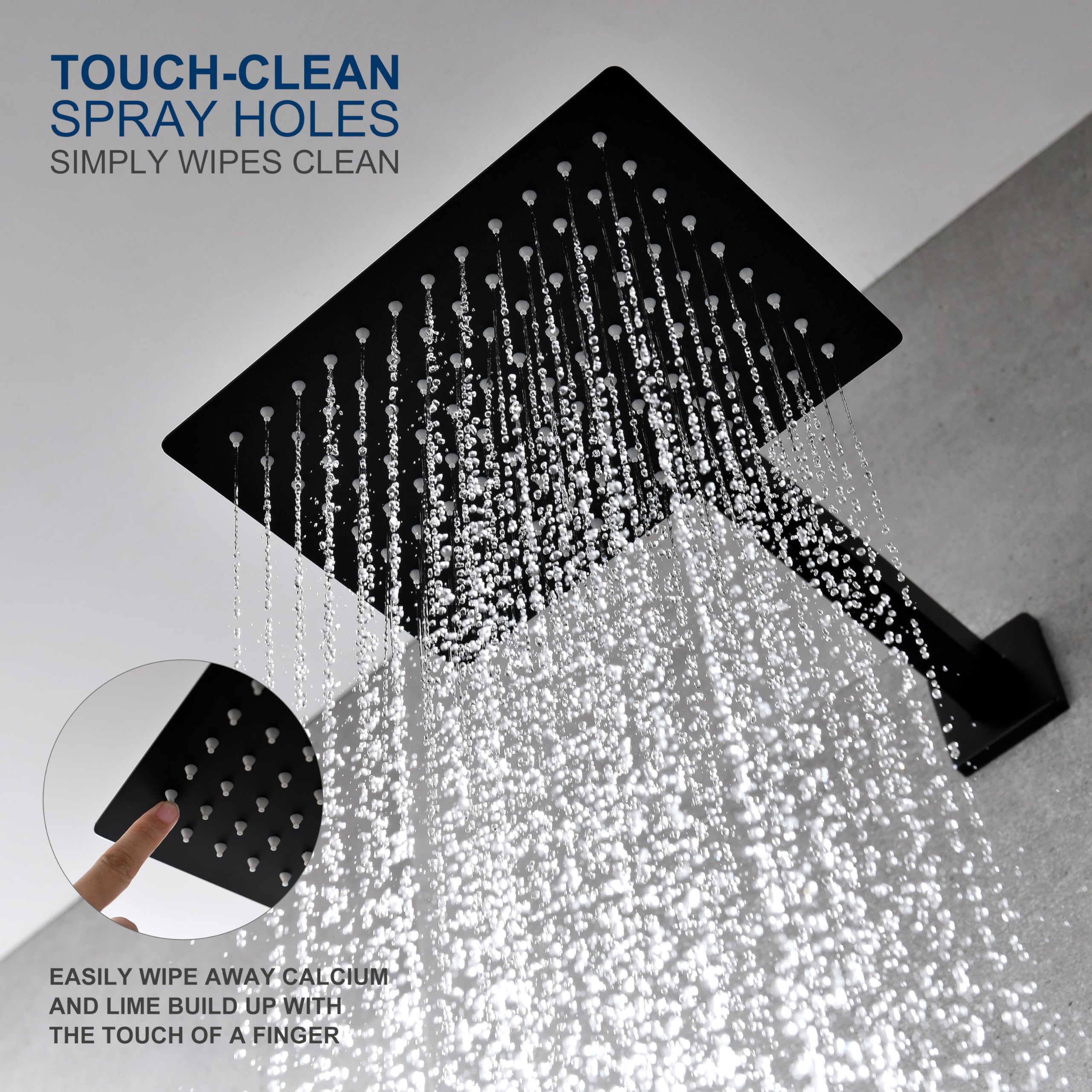 KENES Brushed Nickel 10-Inch Shower Head and Handle Set, Square Shower Faucet Set Bathroom Rainfall Shower System Wall Mount, KE-6024B (Shower Valve Included)