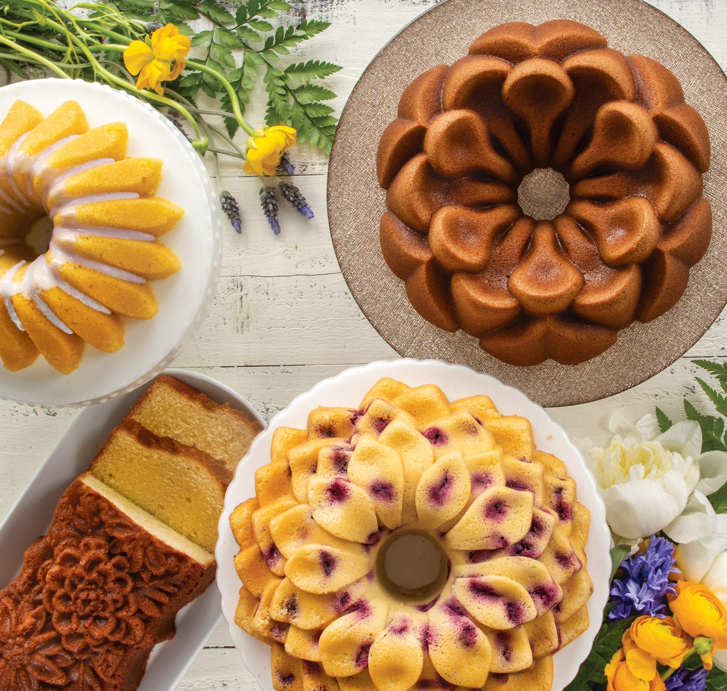 Nordic Ware Wildflower Heart Bundt, 6 Cup, Toffee