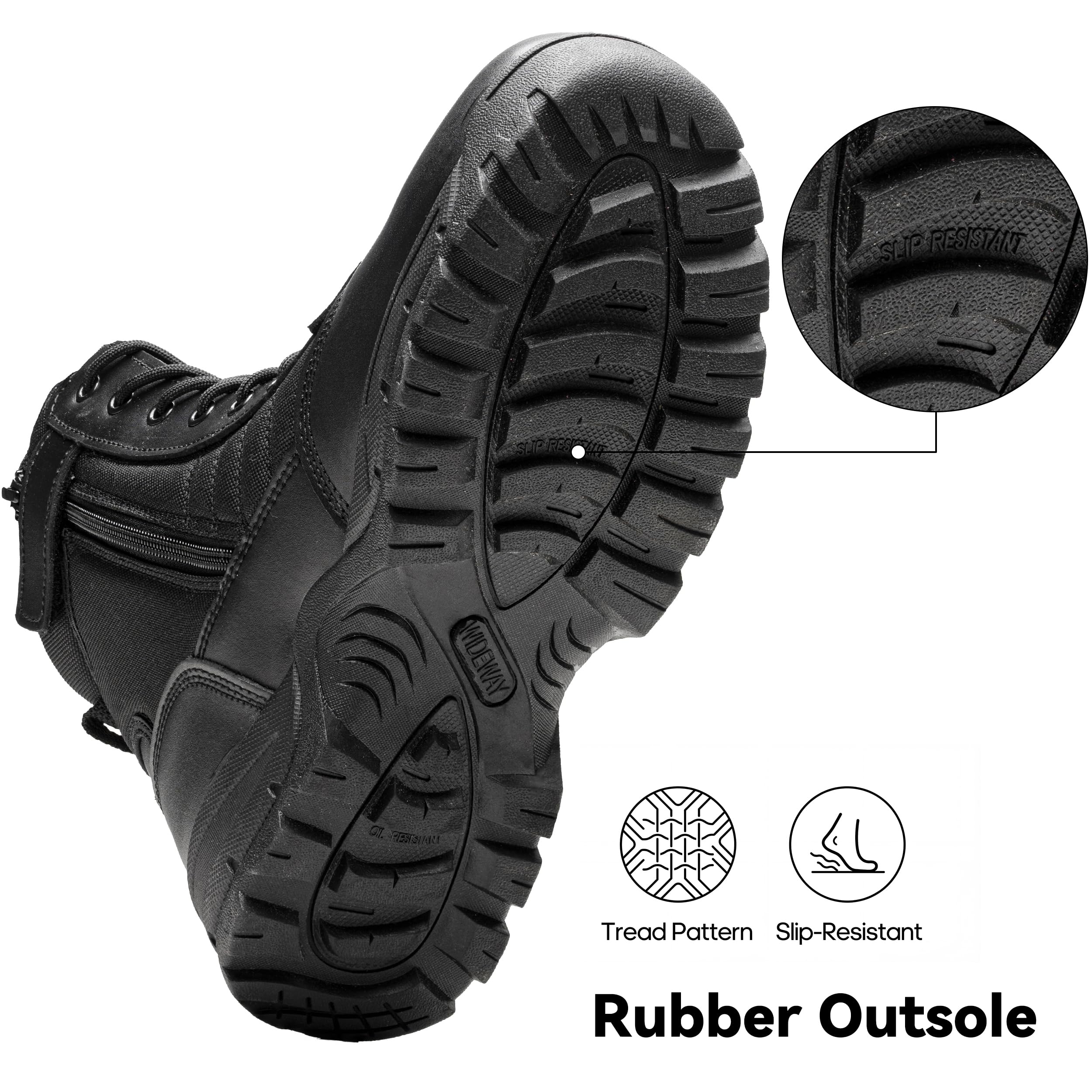 Men's Tactical Boots 8 Inch Side Zipper Military Combat Boots Leather Duty Work Boots for Men Police Motorcycle