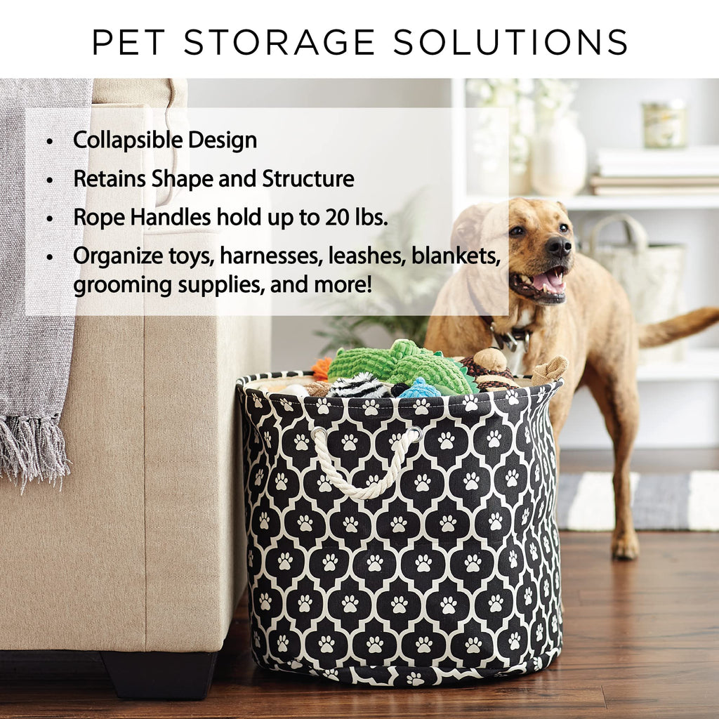 Bone Dry Pet Storage Collection Striped Paw Patch Bin, Aqua, Small Rectangle