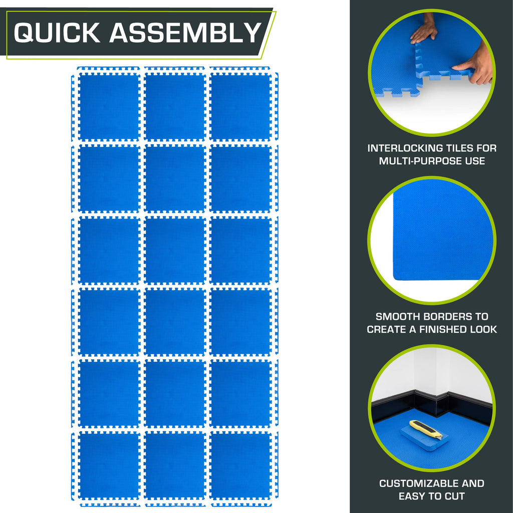 ProsourceFit Weaved Pattern Extra Thick Exercise Puzzle Mat 1-inch, EVA Foam Interlocking Tiles for Protective, Cushioned Flooring for Home and Gym Equipment; Black, 72 SQ FT, 18 Tiles