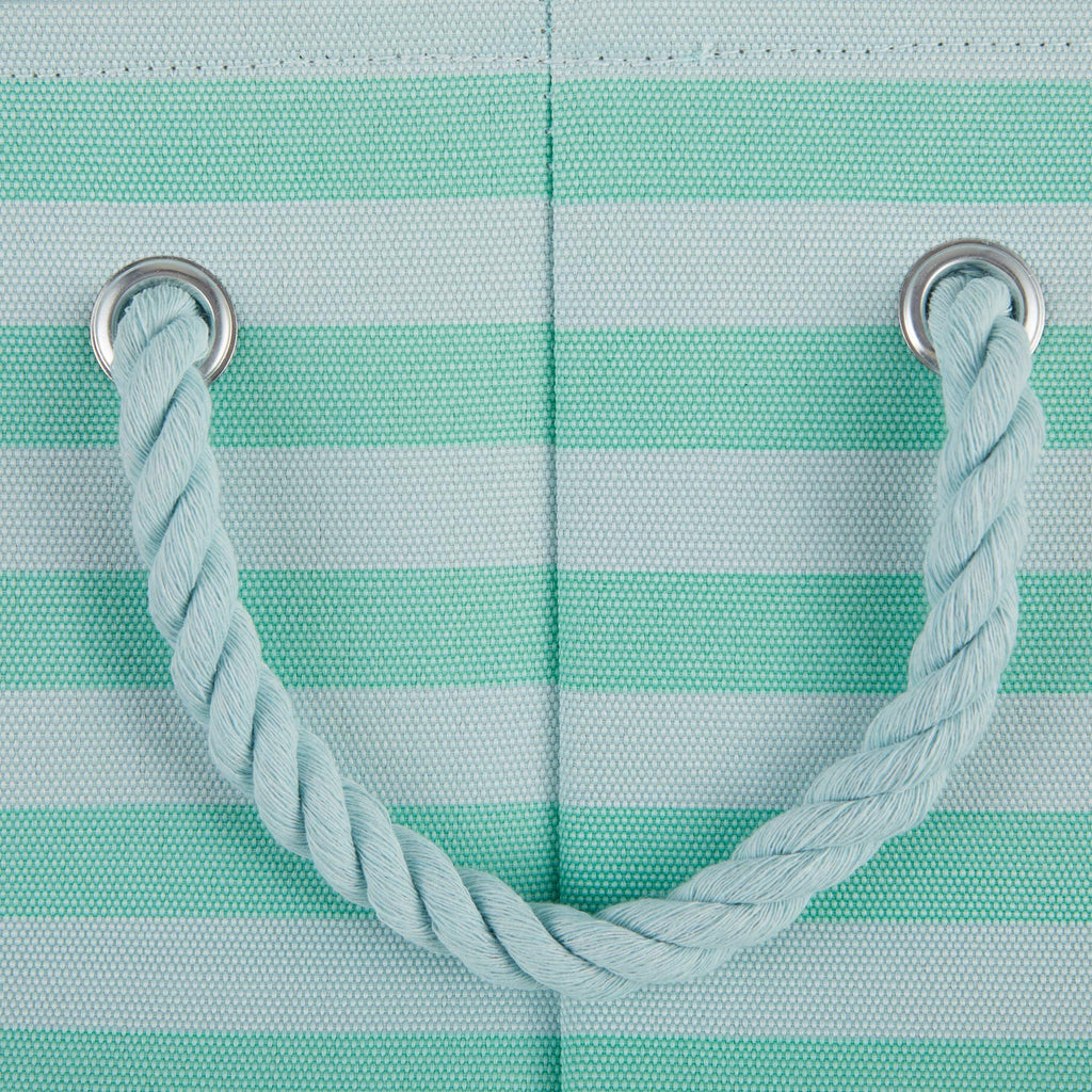 Bone Dry Pet Storage Collection Striped Paw Patch Bin, Aqua, Small Rectangle