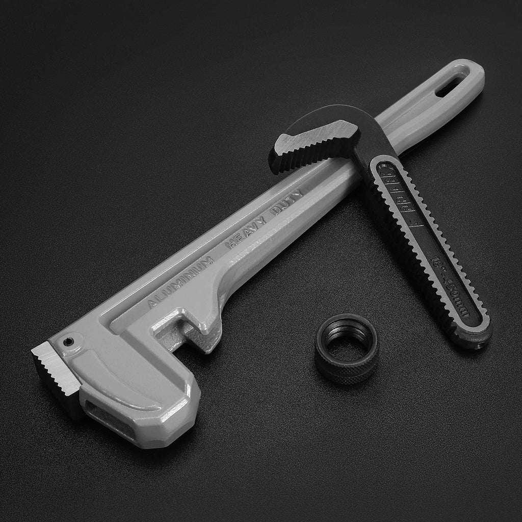 DURATECH 8-inch Heavy Duty Aluminum Straight Pipe Wrench, Adjustable Plumbing Wrench, Drop Forged, Exceed GGG standard